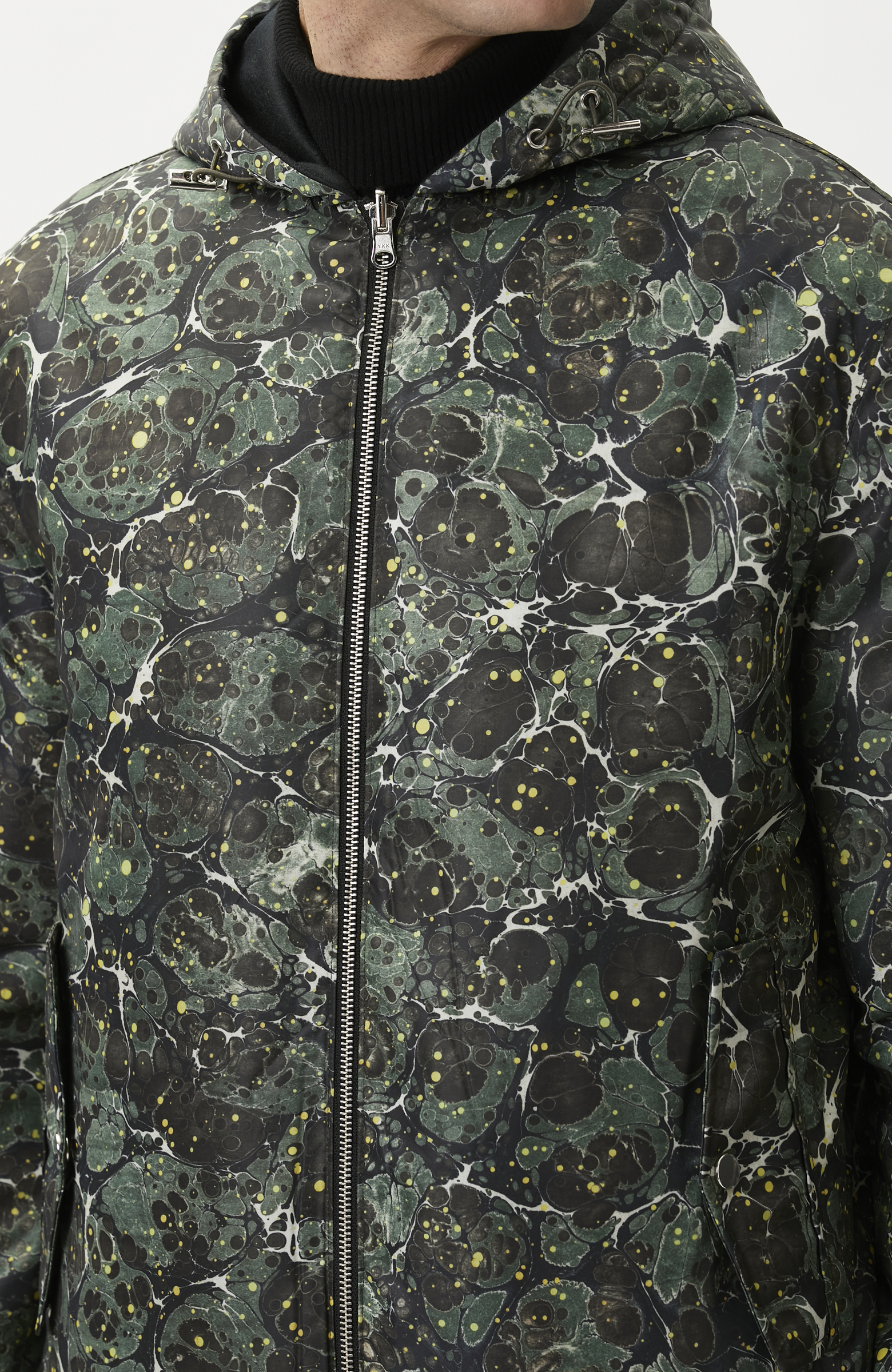 Khaki Marbling Double-Sided Patterned Coat