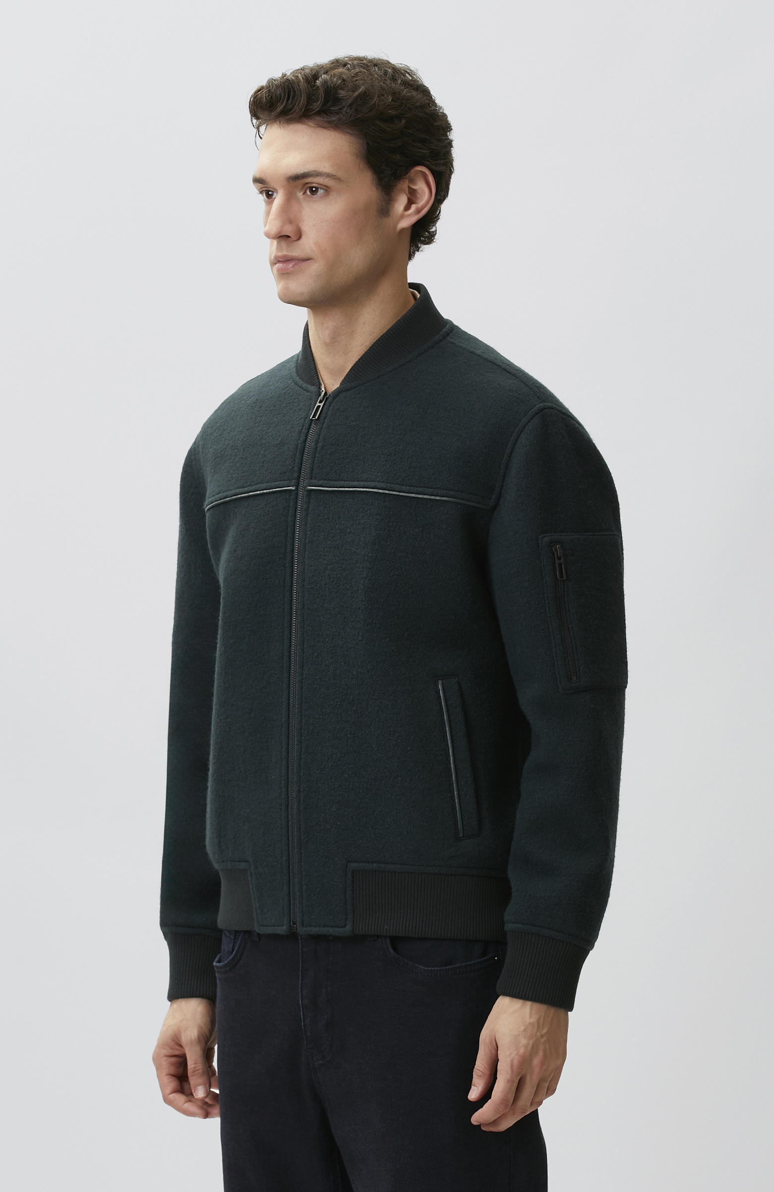 Yeşil Yün Bomber Mont