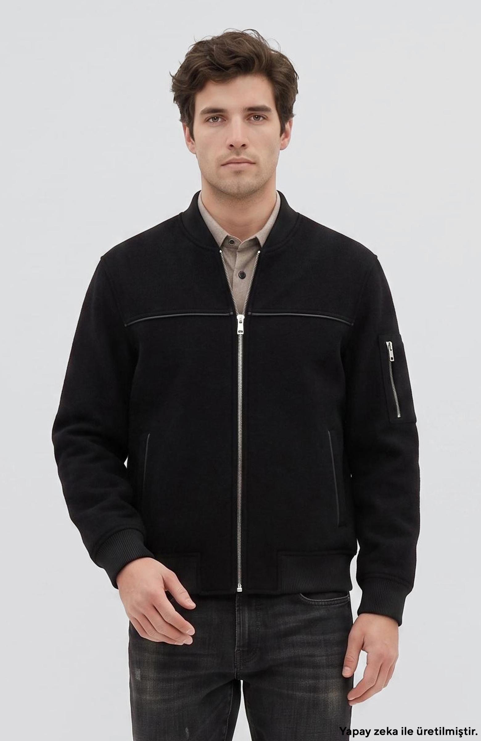 Siyah Yün Bomber Mont