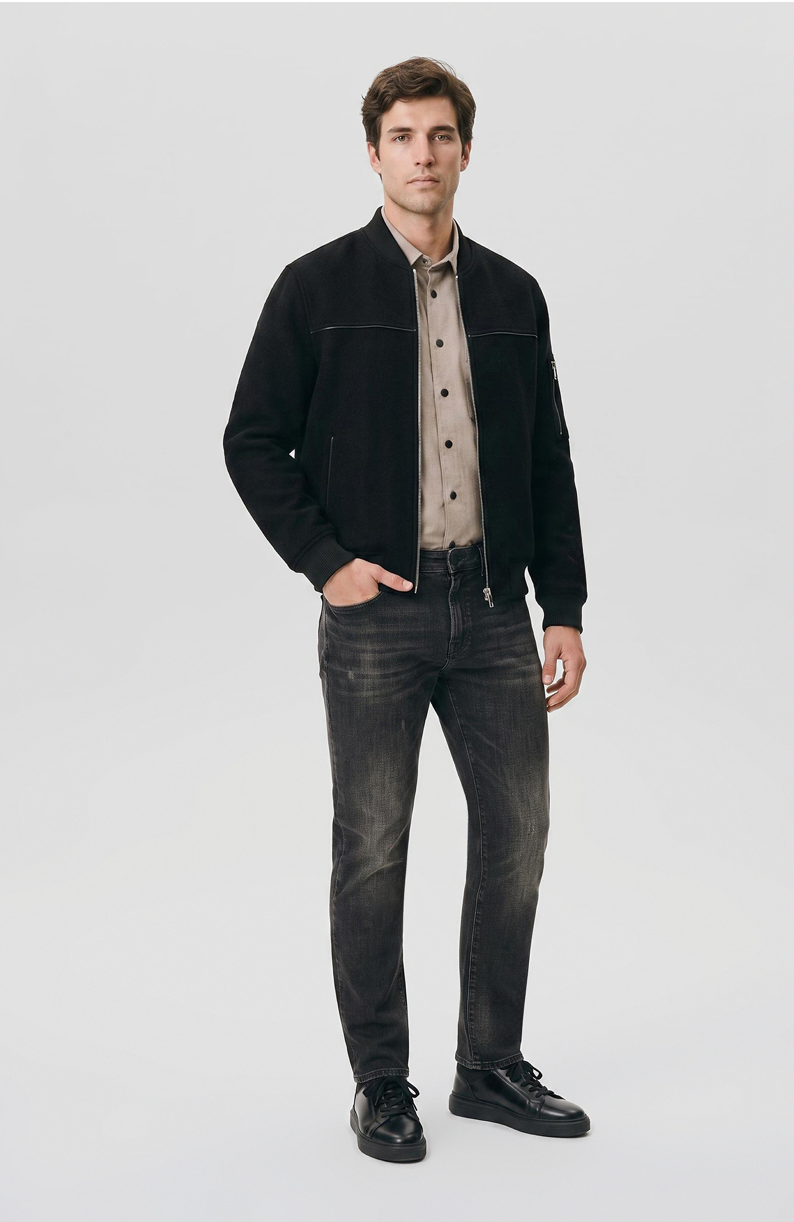 Siyah Yün Bomber Mont