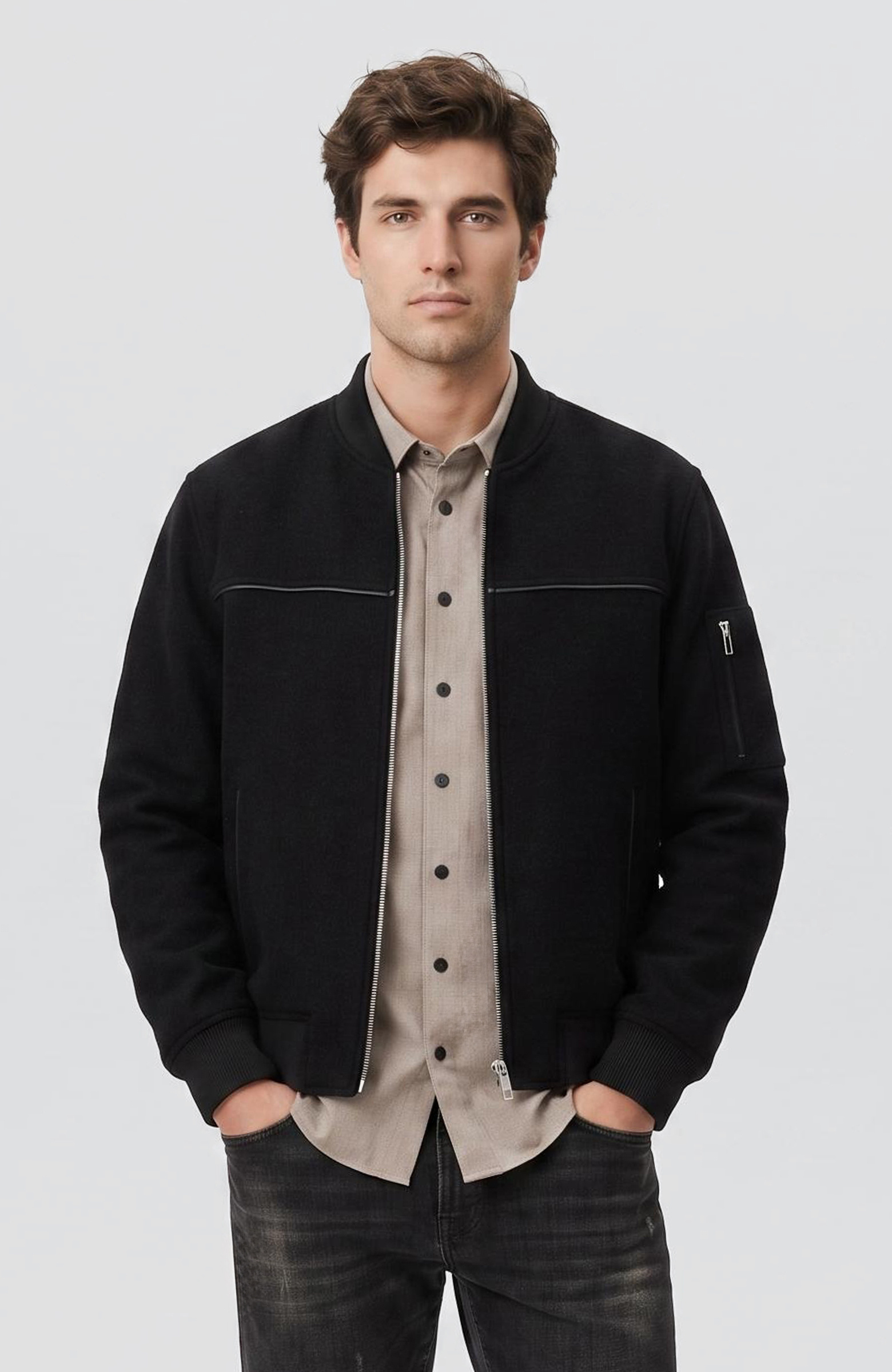 Siyah Yün Bomber Mont