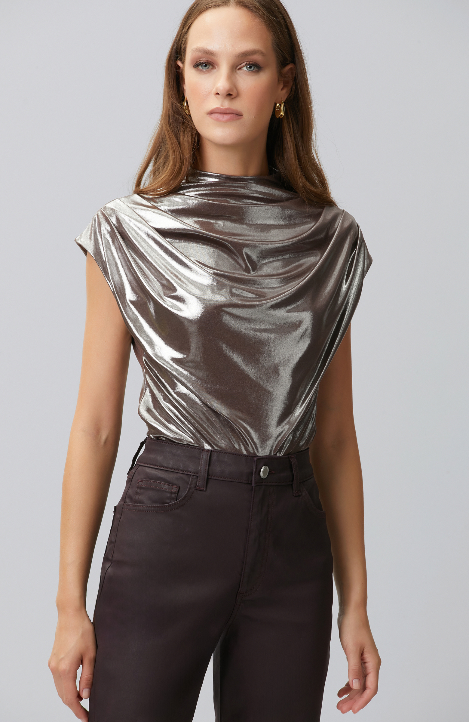 Copper Shiny Knitted Blouse