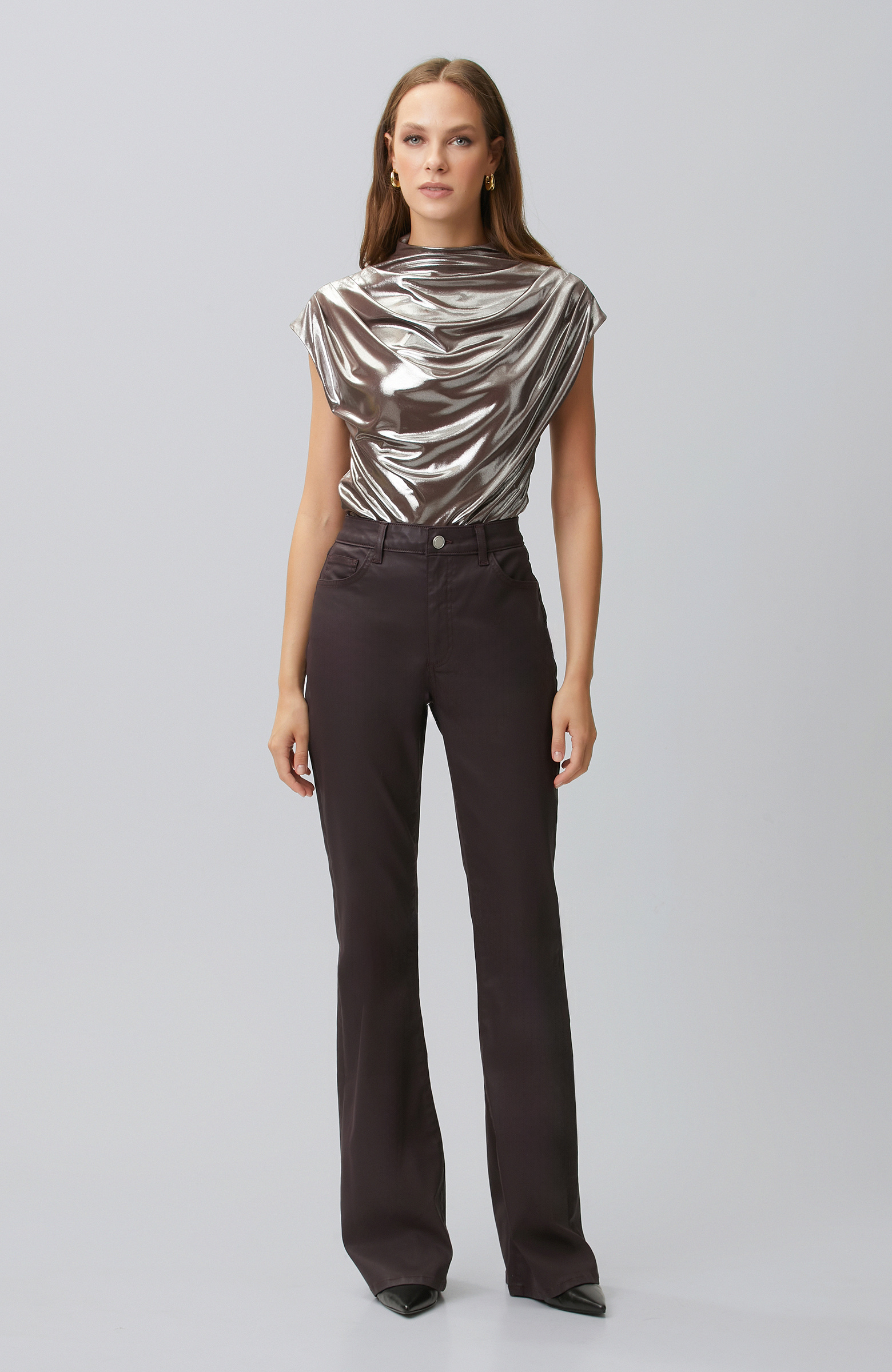 Copper Shiny Knitted Blouse