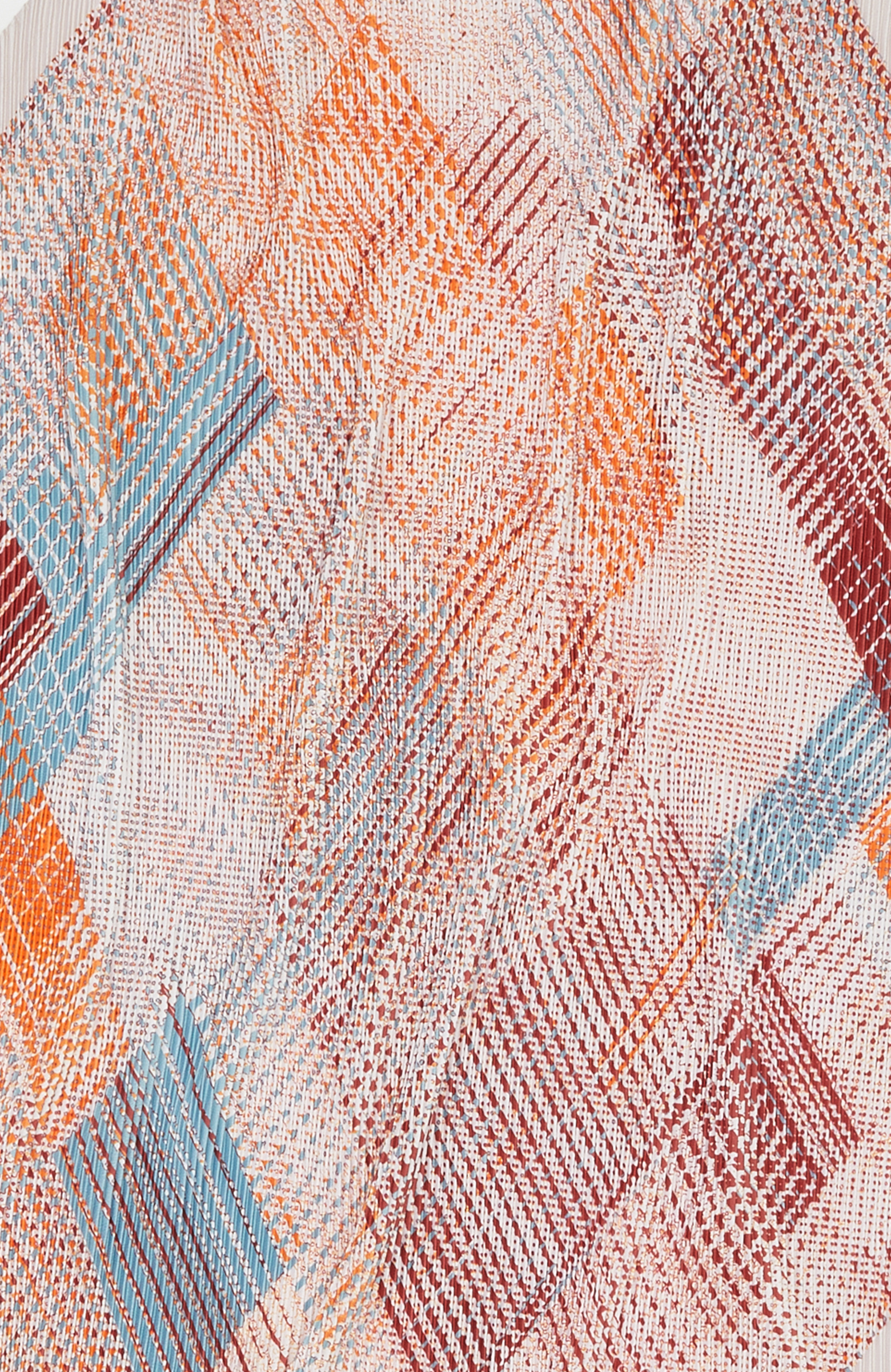 Colorblocked Plise Desenli Kadın Fular