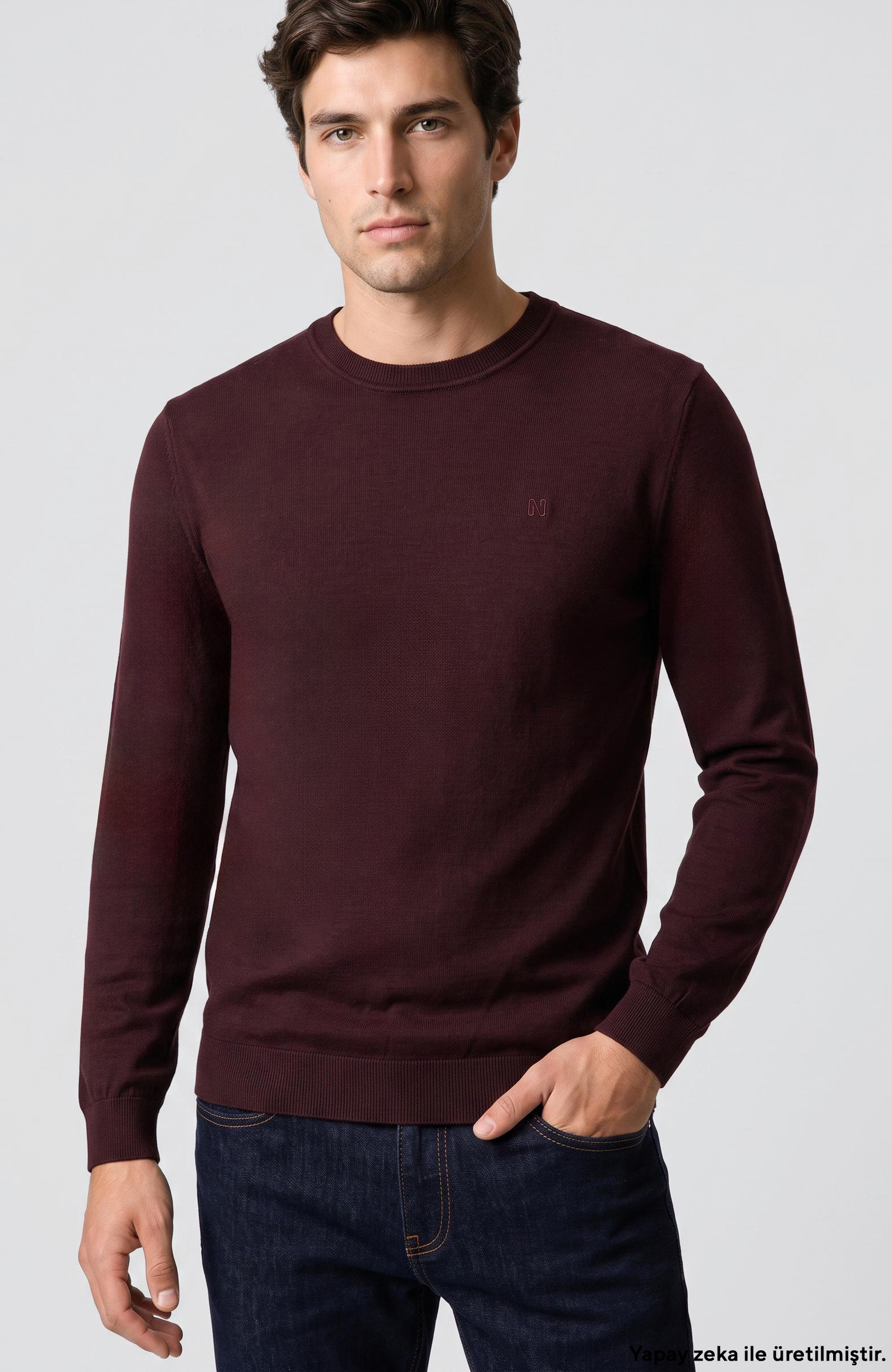 Bordo Basic Bisiklet Yaka Kazak