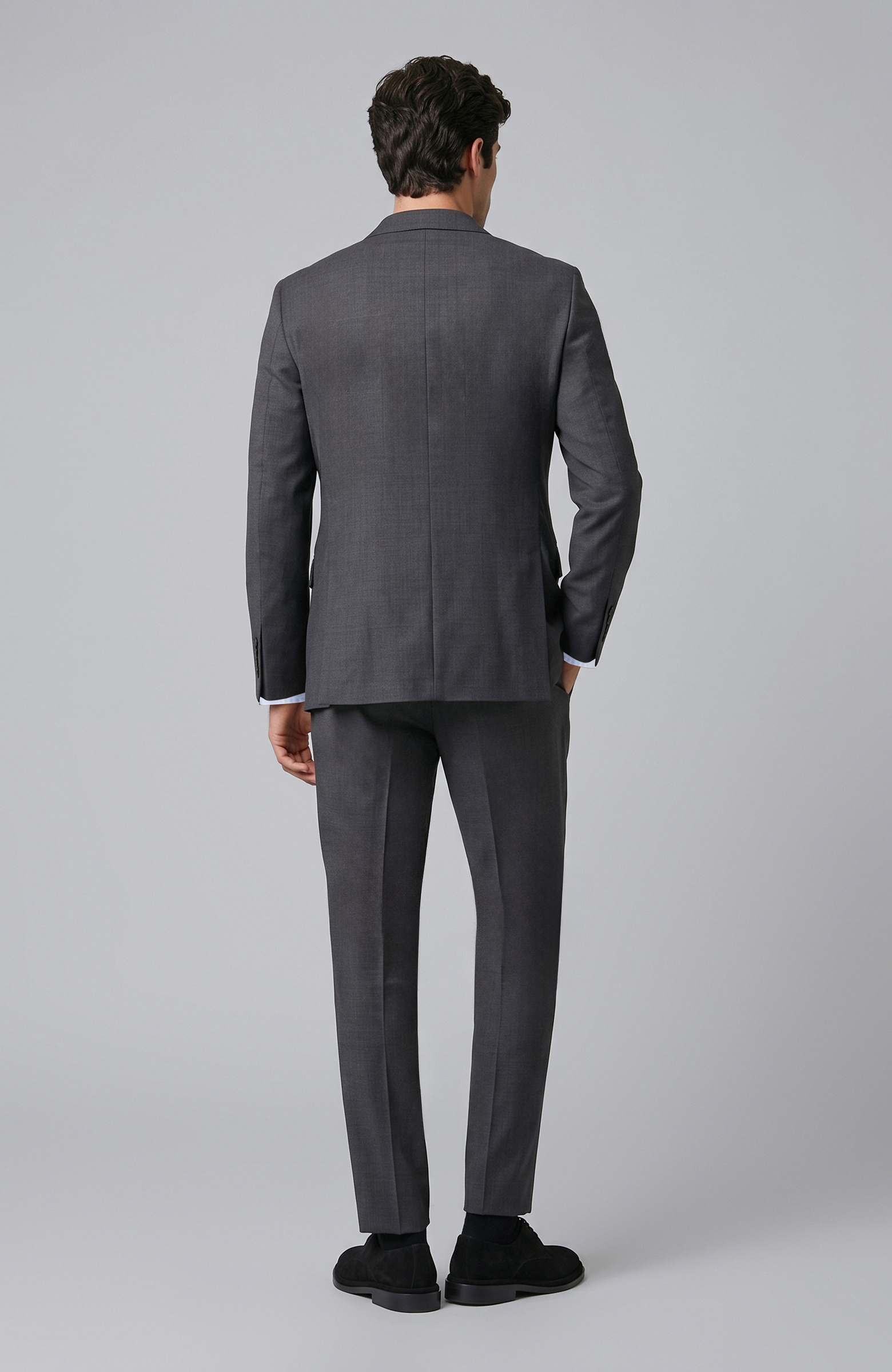 Gri Slim Fit Yün Mix Takım Elbise