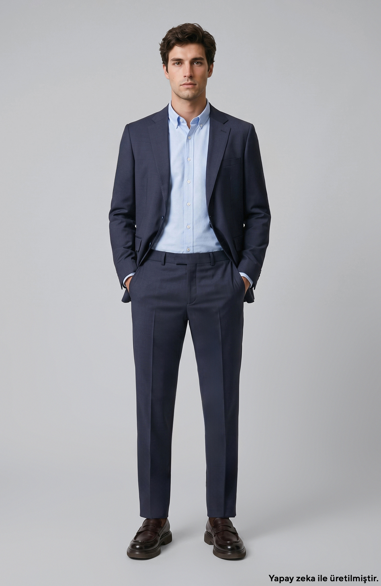 İndigo Slim Fit Yün Mix Takım Elbise