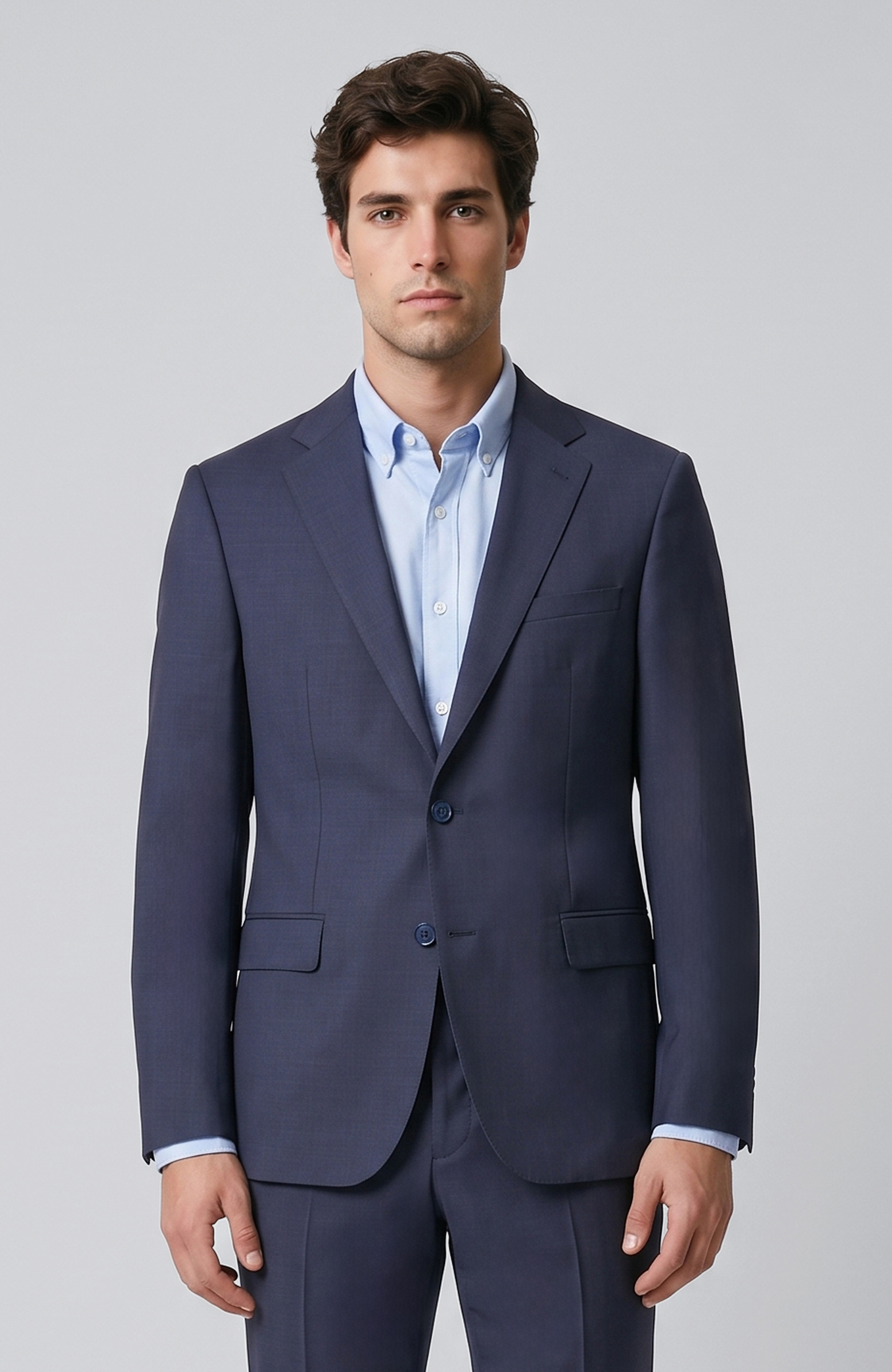 İndigo Slim Fit Yün Mix Takım Elbise