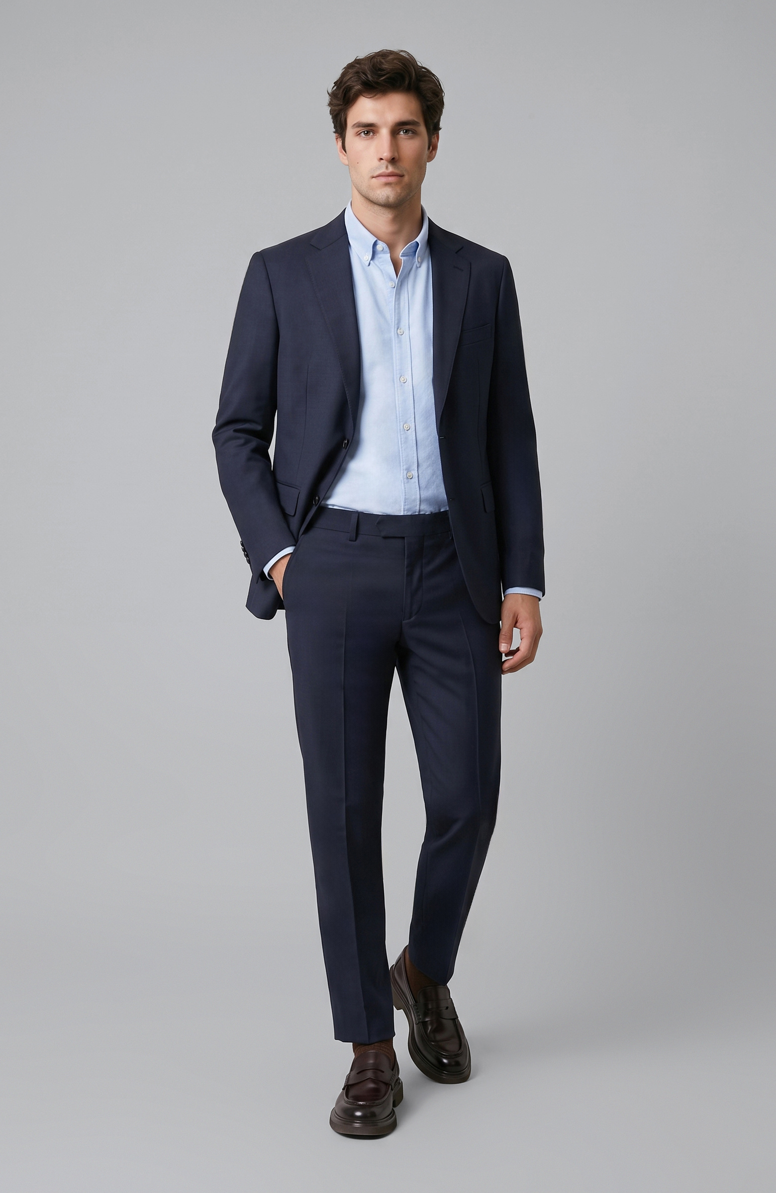 Lacivert Slim Fit Yün Mix Takım Elbise