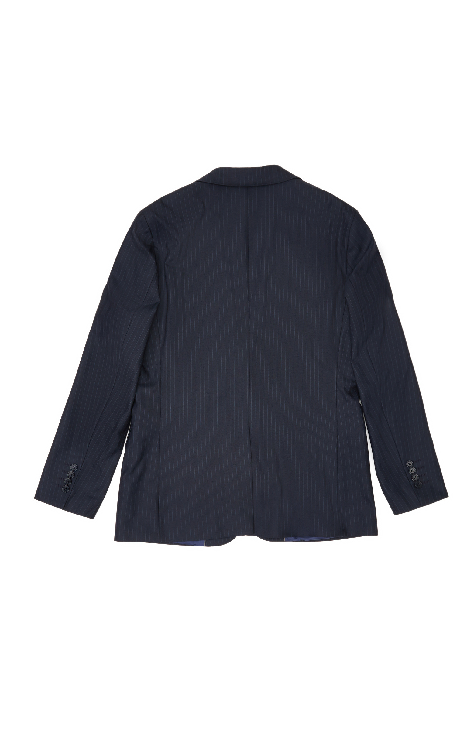 Lacivert Slim Fit Çizgili Yün Mix Takım Elbise