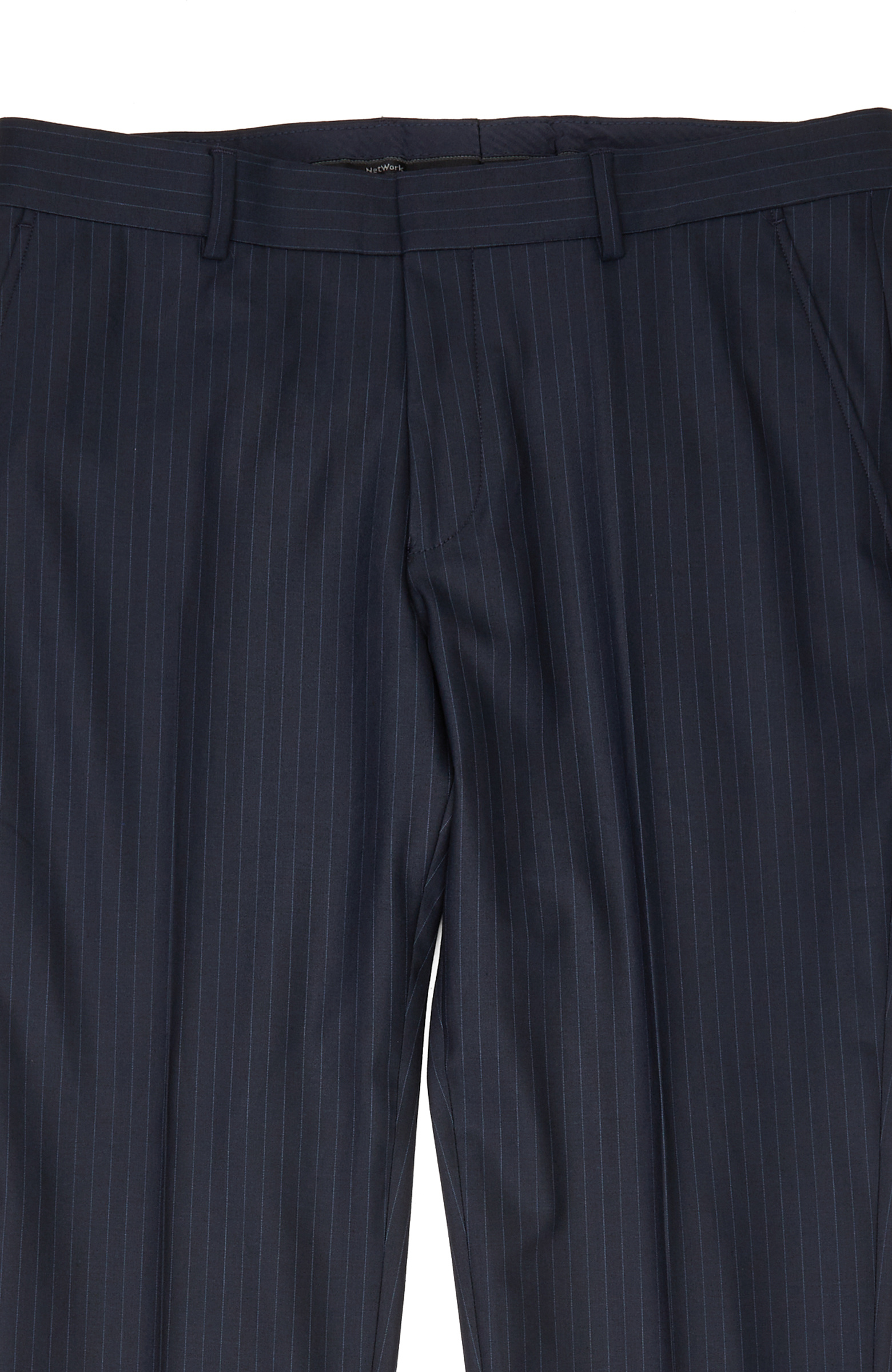 Lacivert Slim Fit Çizgili Yün Mix Takım Elbise