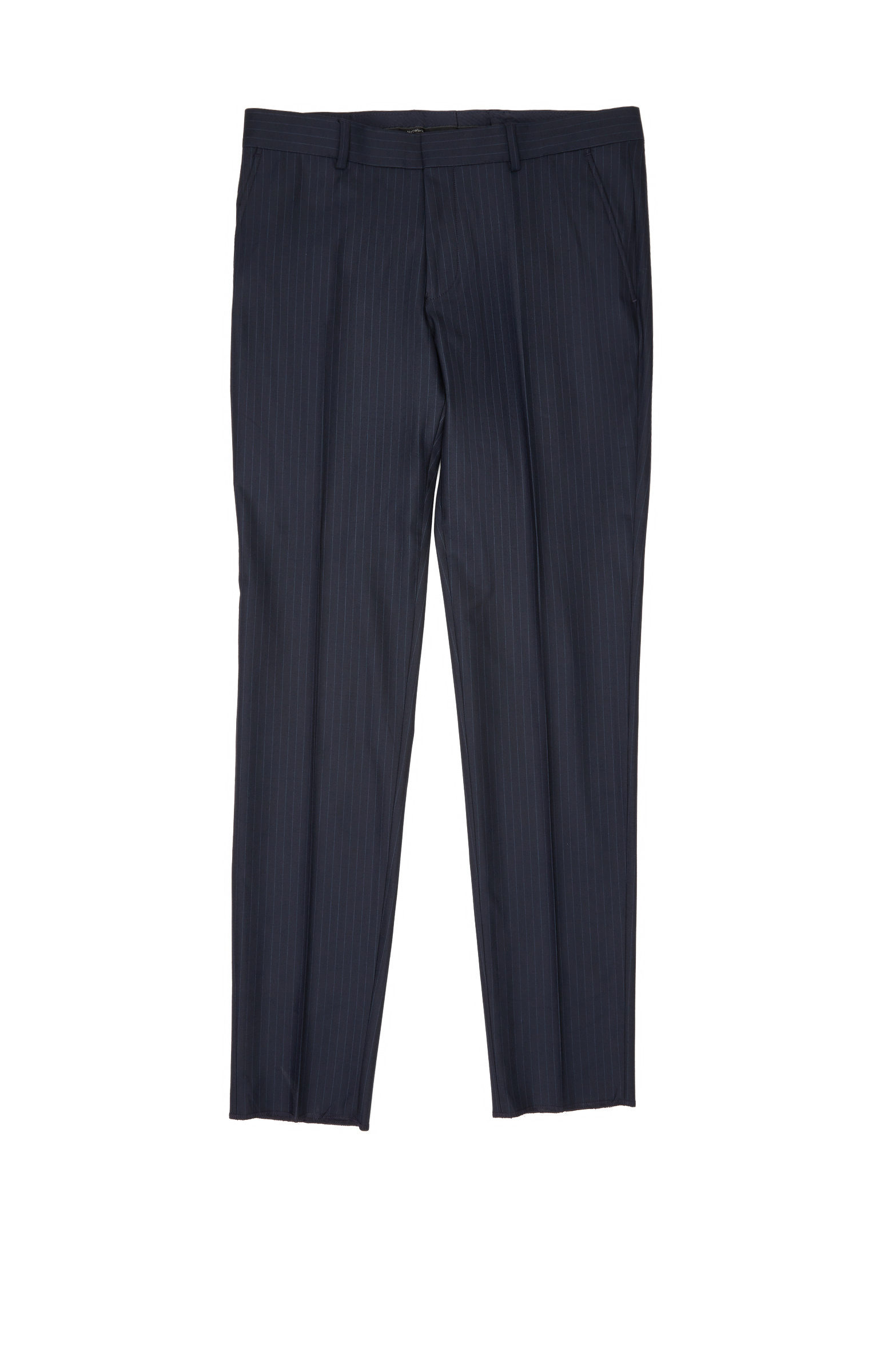 Lacivert Slim Fit Çizgili Yün Mix Takım Elbise