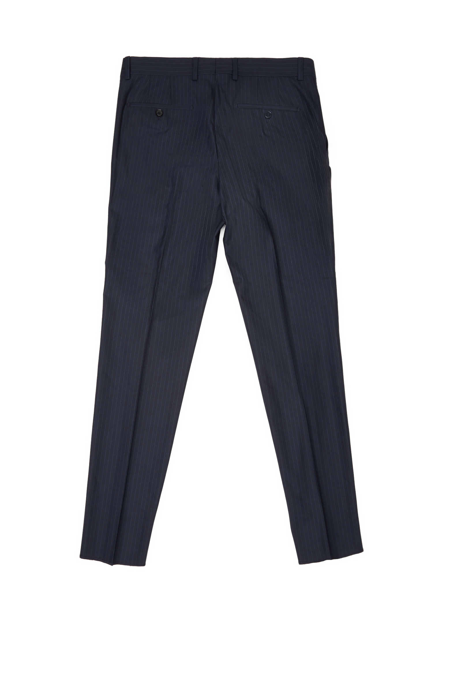 Lacivert Slim Fit Çizgili Yün Mix Takım Elbise