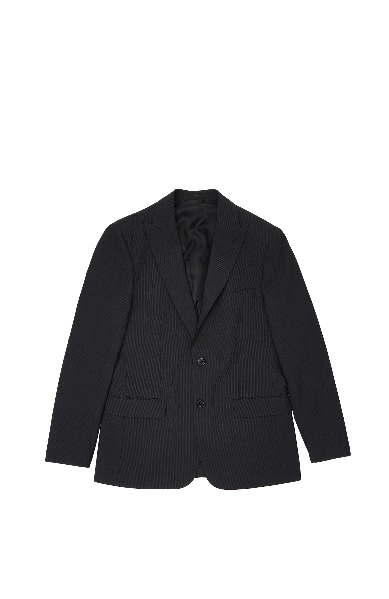 Slim Fit Siyah Piplapel Yaka Çizgili Takım Elbise