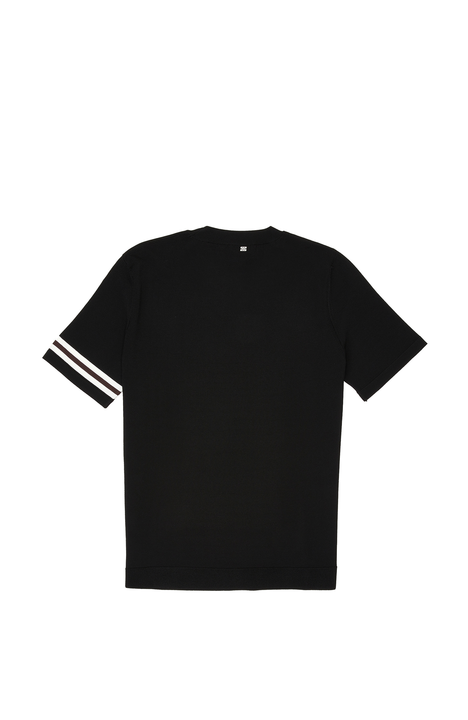 Black Sleeve Detail Block Patterned Short Sleeve Sweater