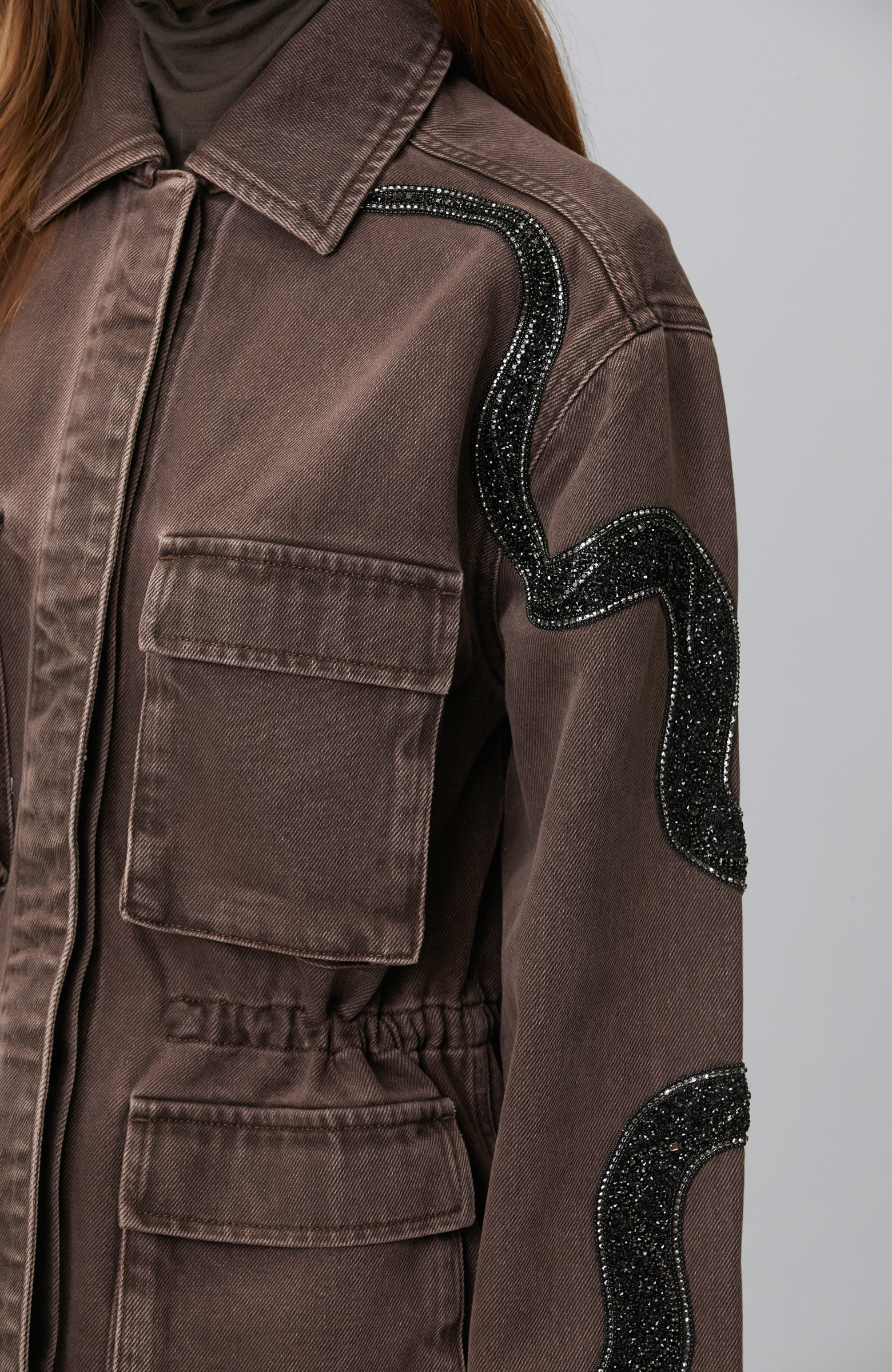 Regular Fit; Ceket Yaka; Cepli; Patch Detaylı; Denim Mont