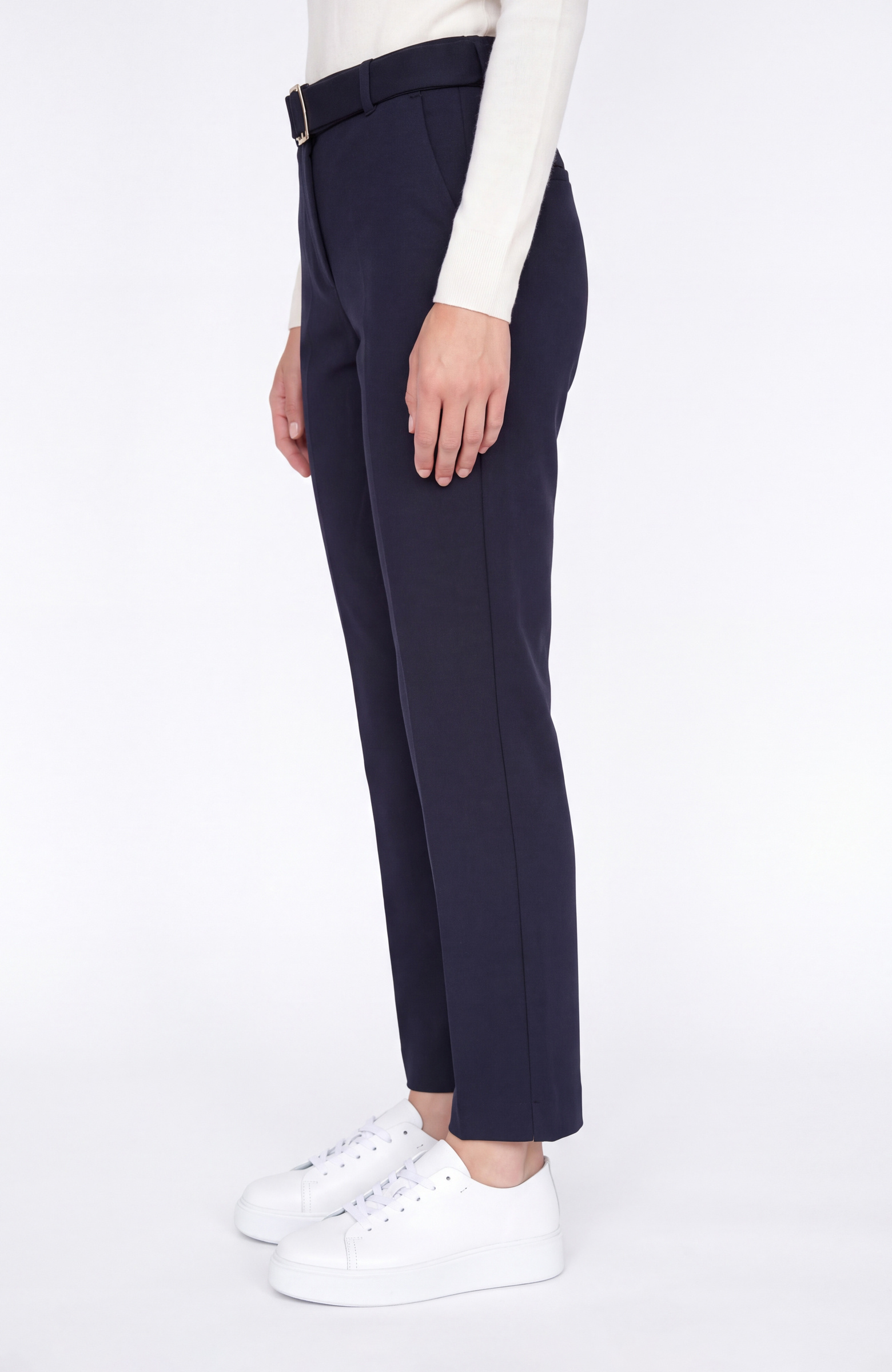 Lacivert Kemer Detaylı Örme Casual Pantolon