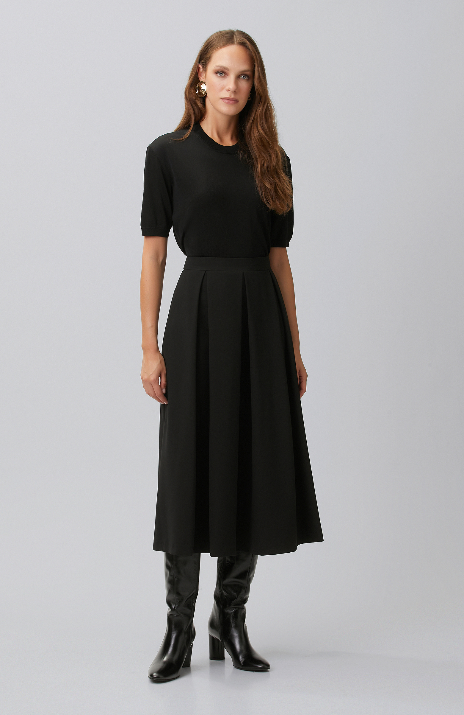 Siyah Rayon Basic Kazak