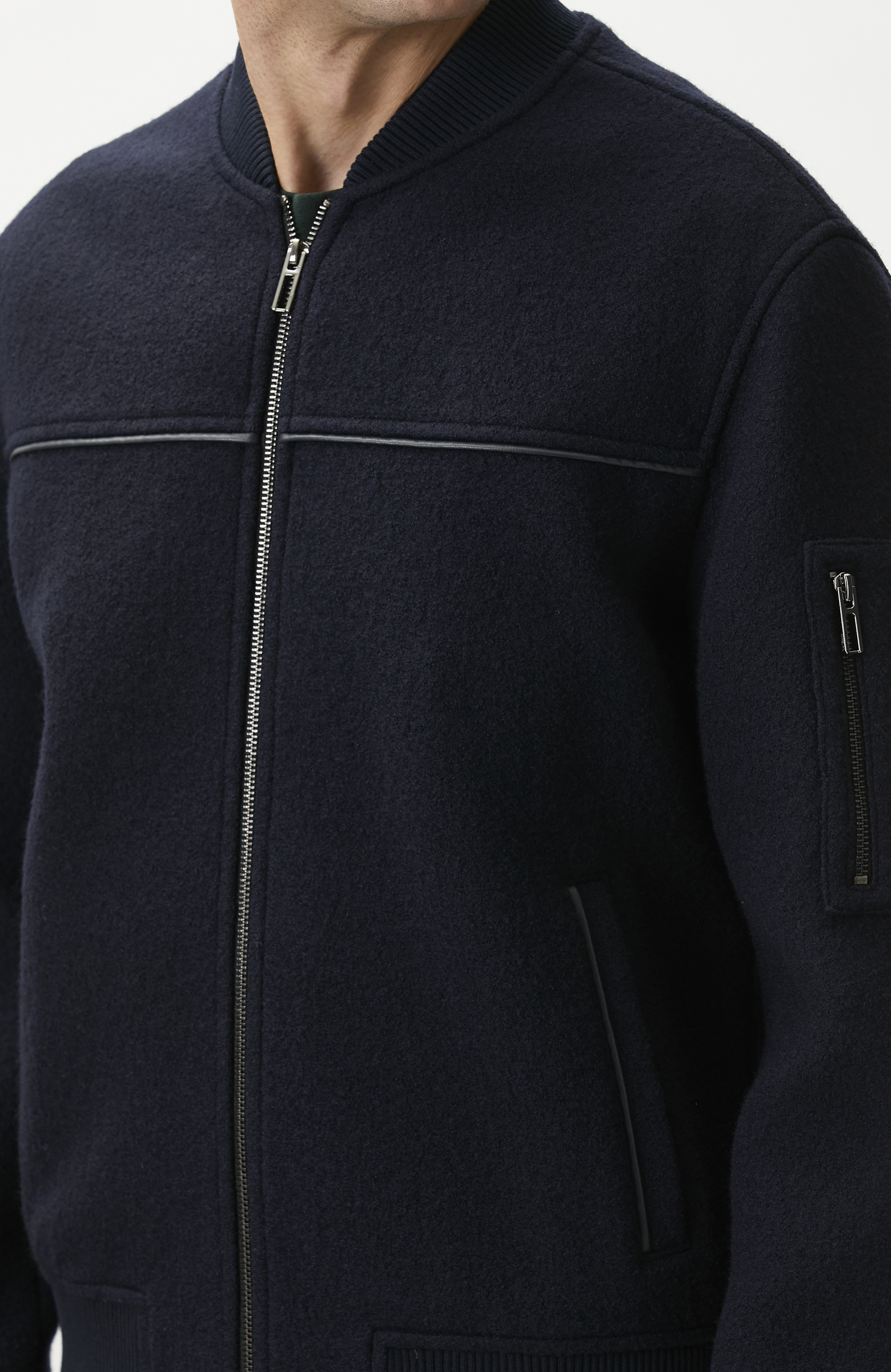 Lacivert Yün Bomber Mont