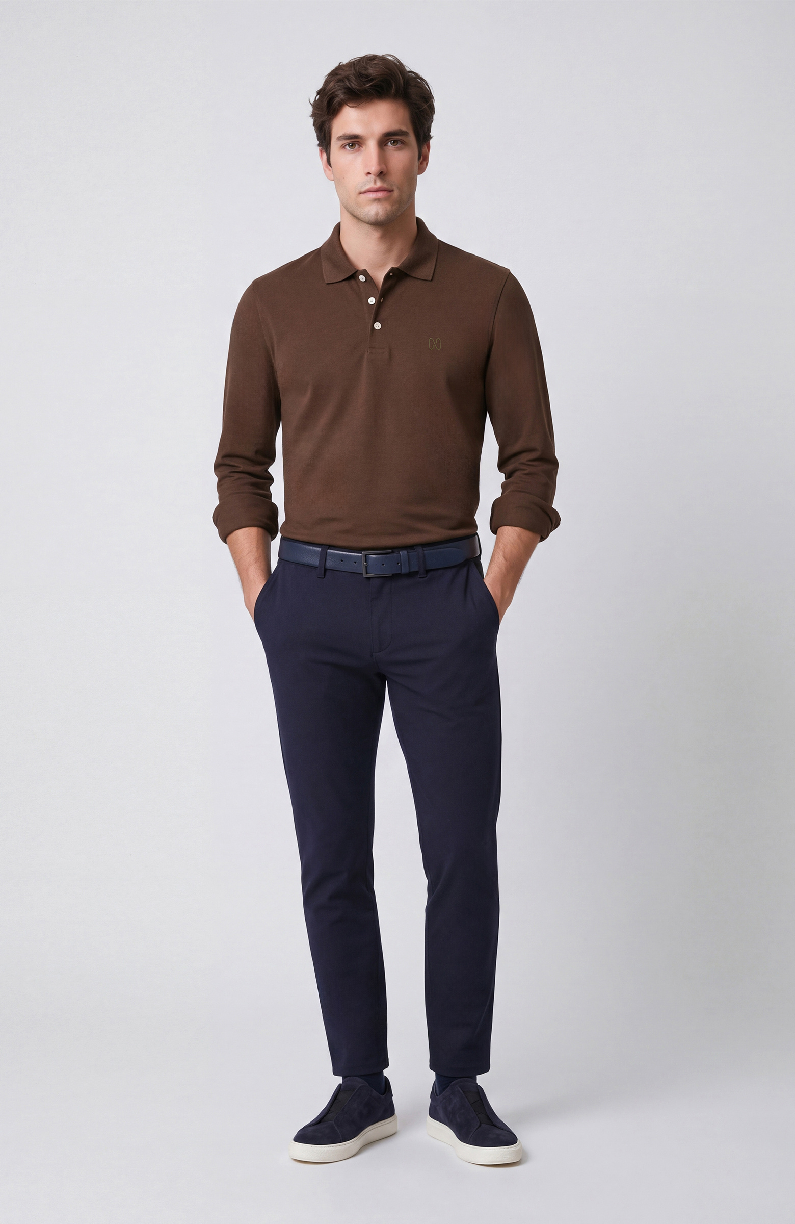 Haki Logolu Çıtçıtlı Polo Yaka Sweatshirt
