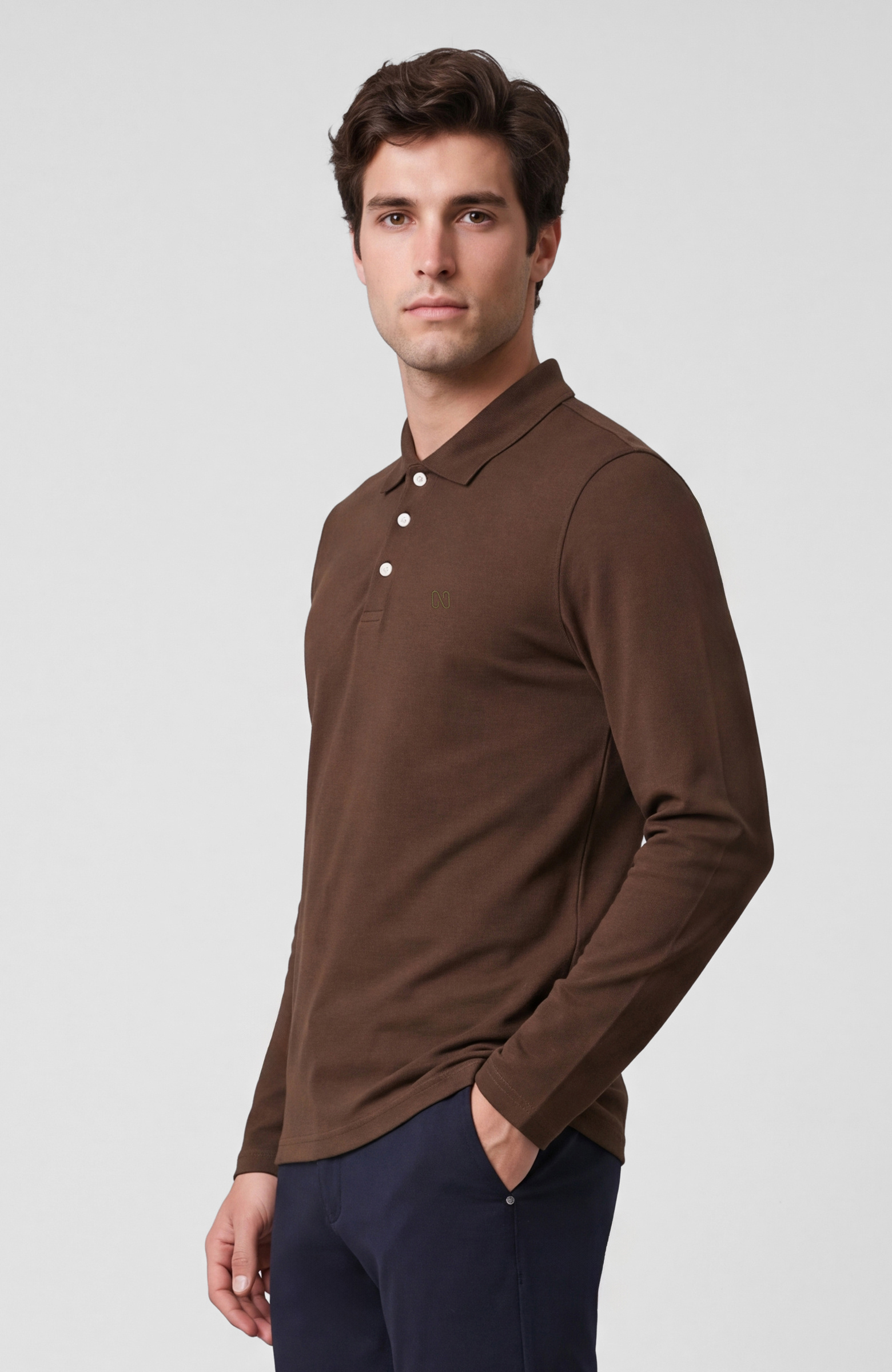 Haki Logolu Çıtçıtlı Polo Yaka Sweatshirt