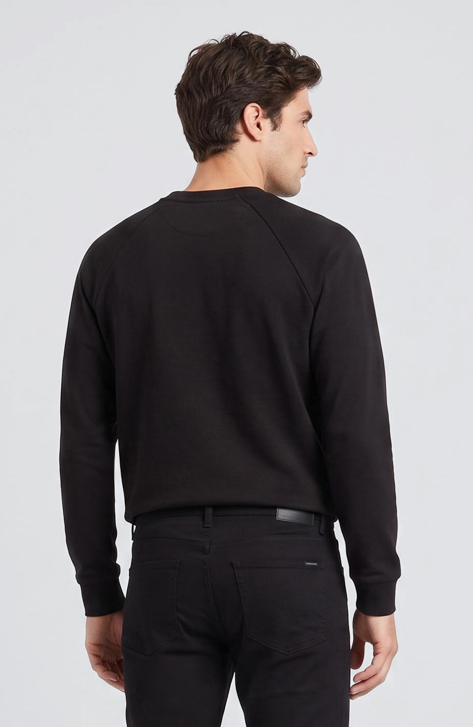 Siyah Bisiklet Yaka Basic Sweatshirt