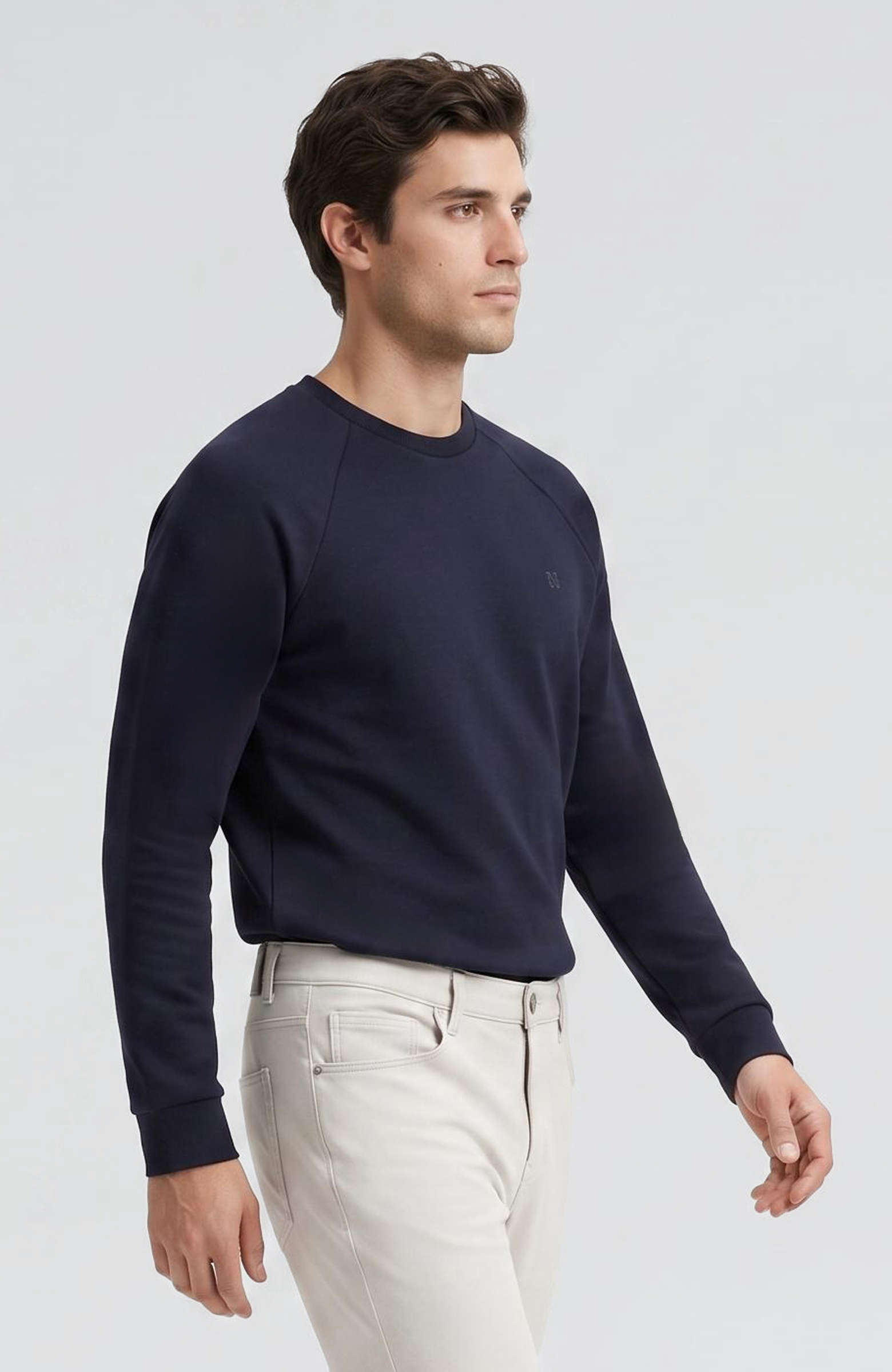 Lacivert Bisiklet Yaka Basic Sweatshirt