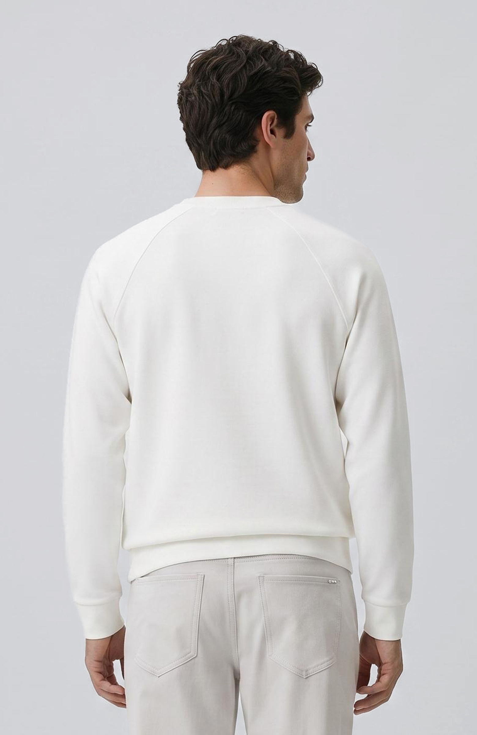 Kırık Beyaz Bisiklet Yaka Basic Sweatshirt