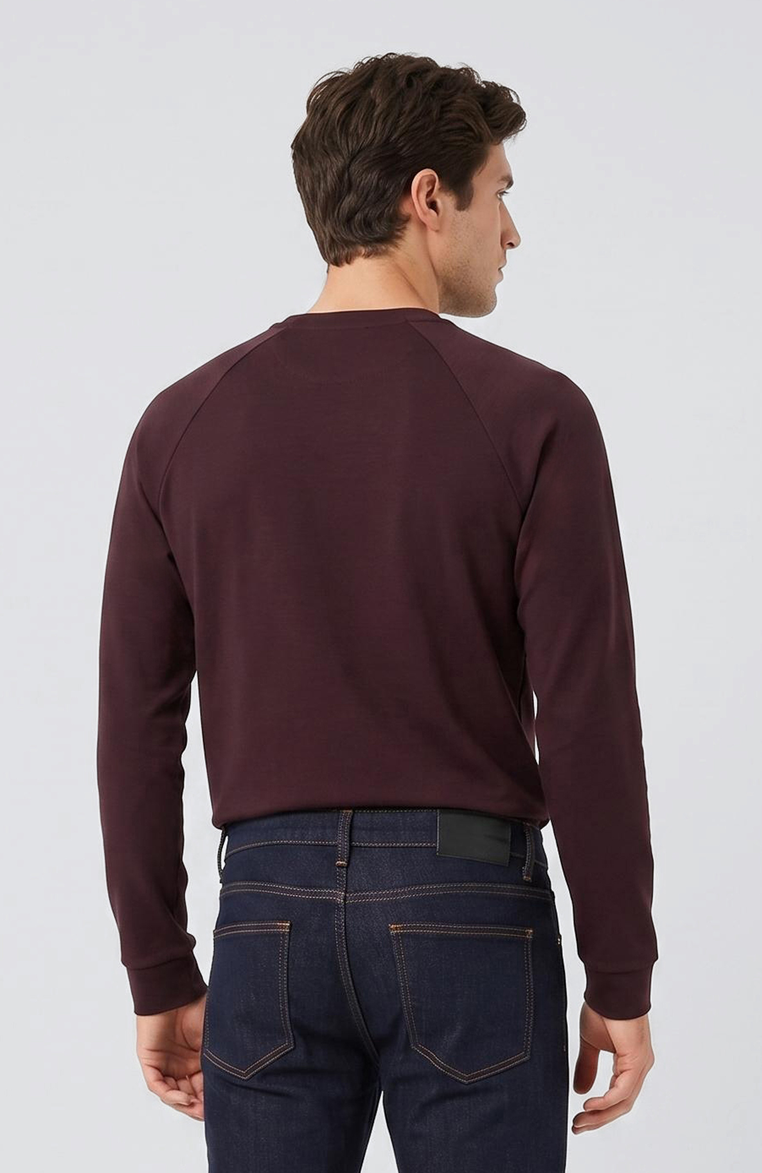 Bordo Bisiklet Yaka Basic Sweatshirt