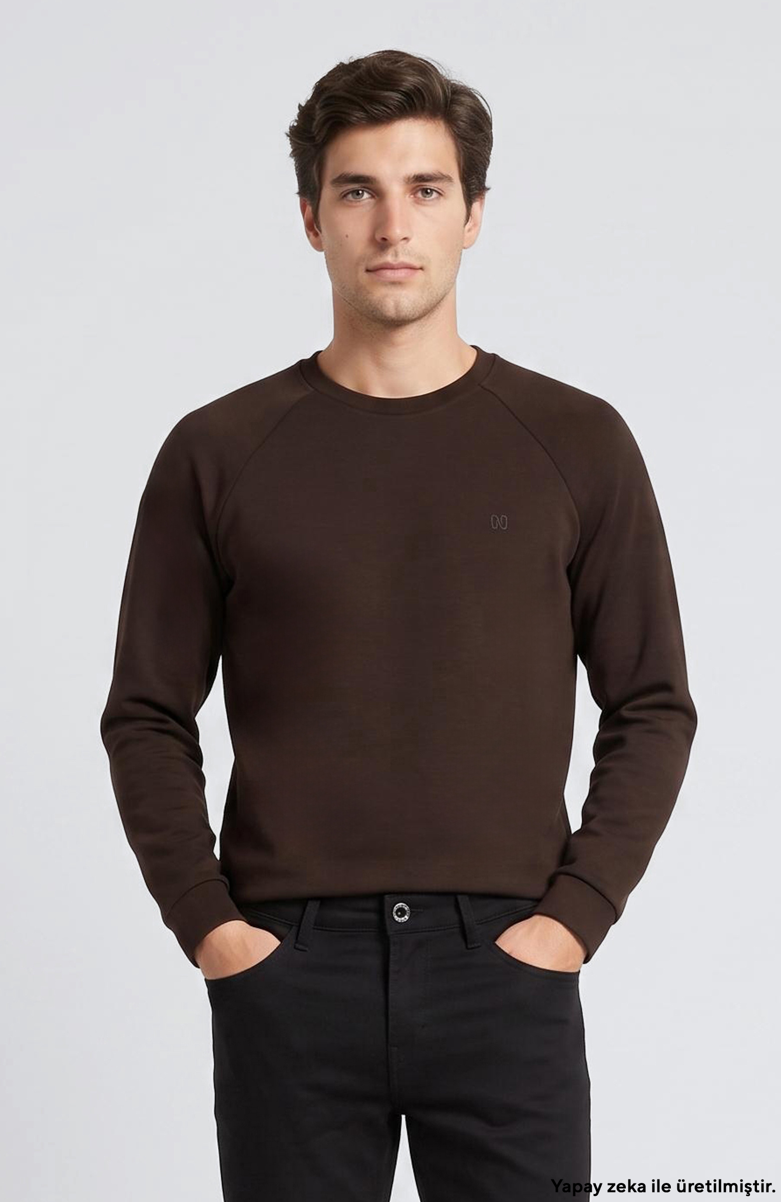Acı Kahve Bisiklet Yaka Basic Sweatshirt