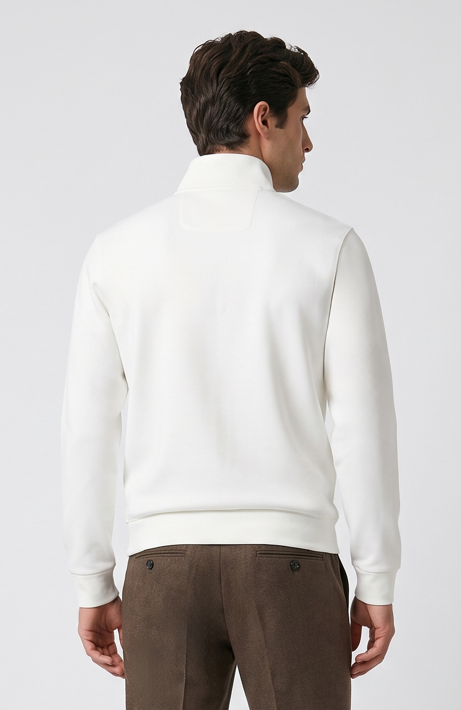 Kırık Beyaz İçi Kaşkorse Detaylı Sweatshirt