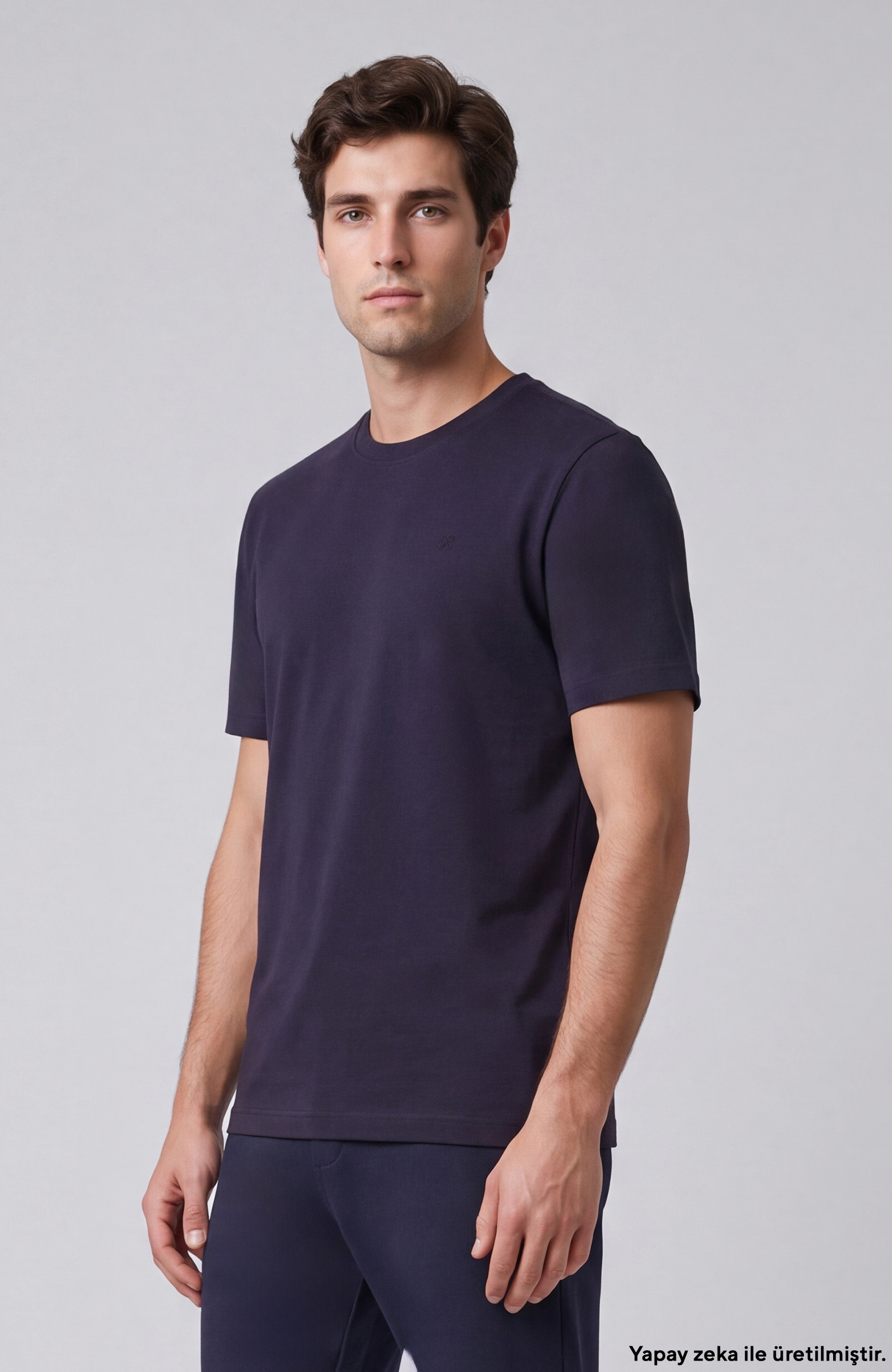 Lacivert Basic Bisiklet Yaka Kısa Kol T-shirt