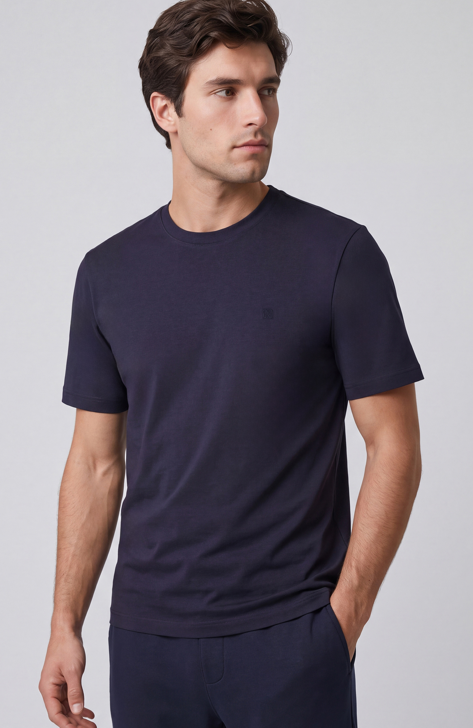 Lacivert Basic Bisiklet Yaka Kısa Kol T-shirt