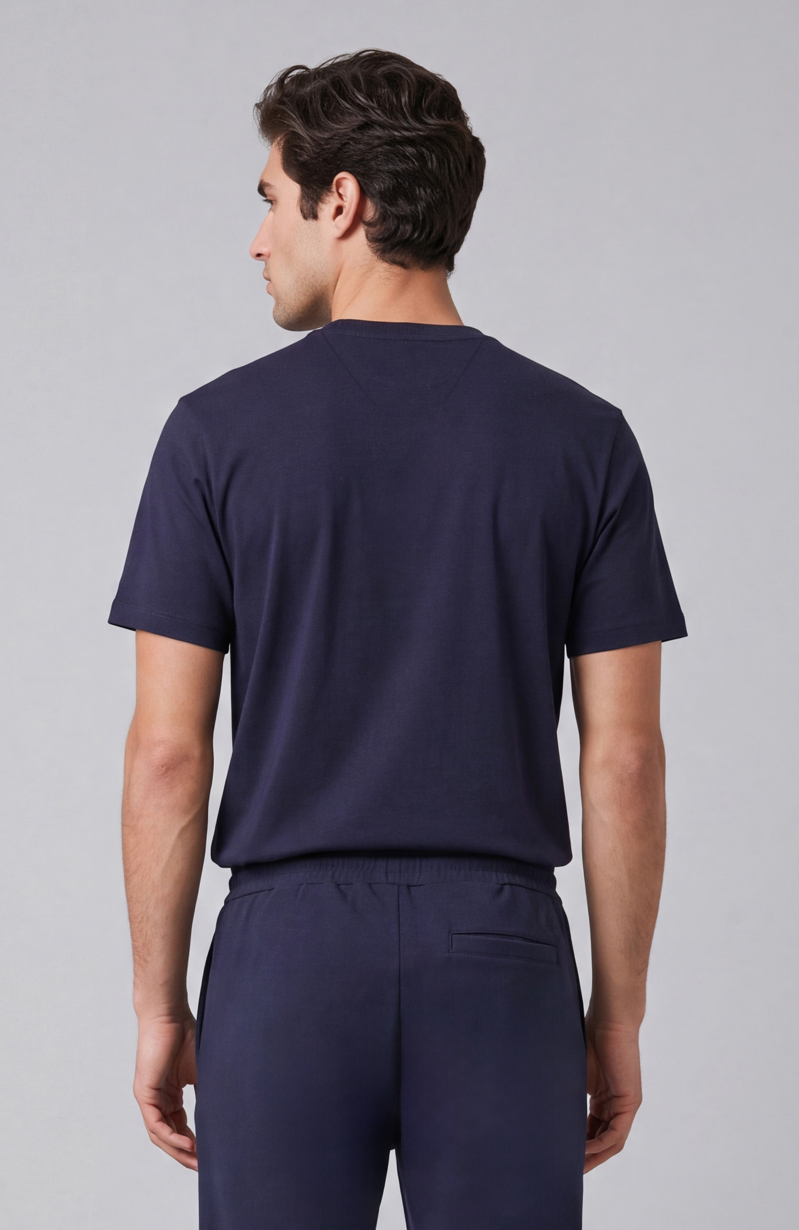 Lacivert Basic Bisiklet Yaka Kısa Kol T-shirt