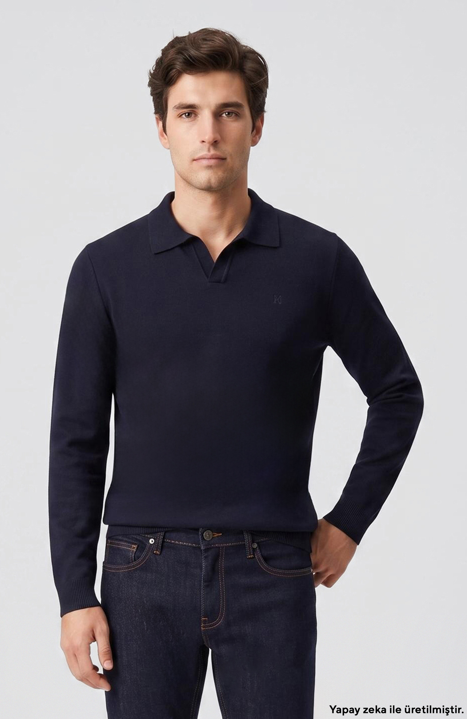 Lacivert Polo V Yaka Kazak