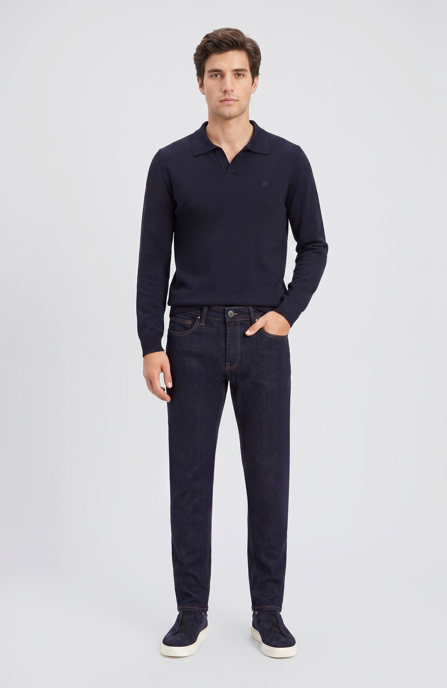 Lacivert Polo V Yaka Kazak