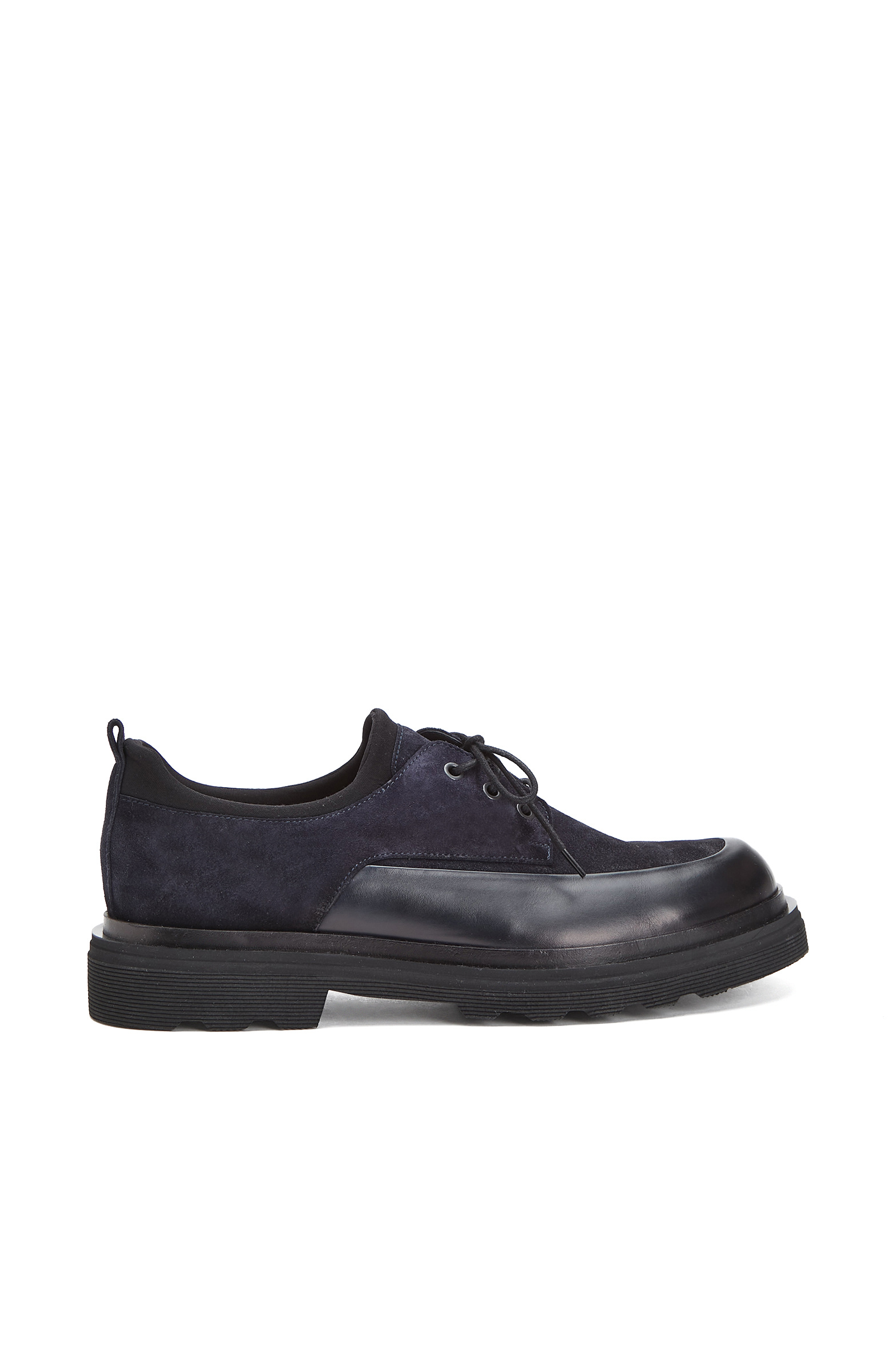 Navy Blue Suede Garnished Men's Leather Shoes