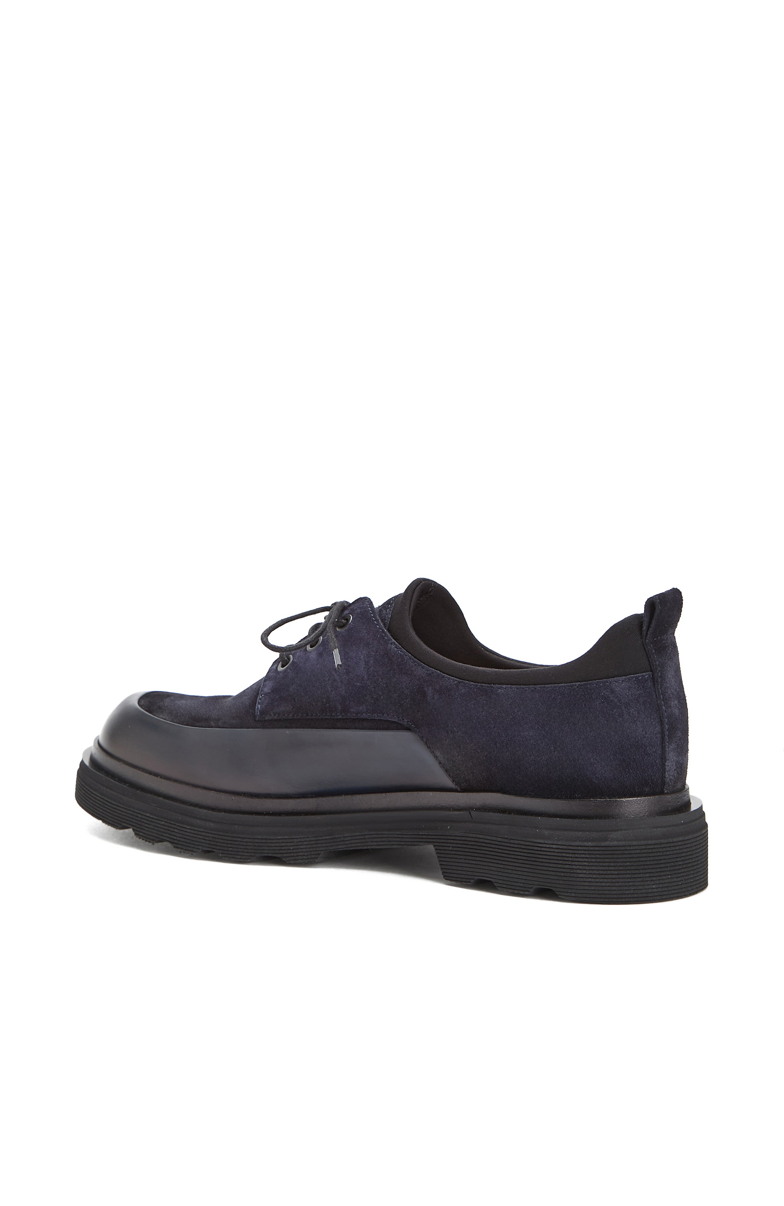 Navy Blue Suede Garnished Men's Leather Shoes