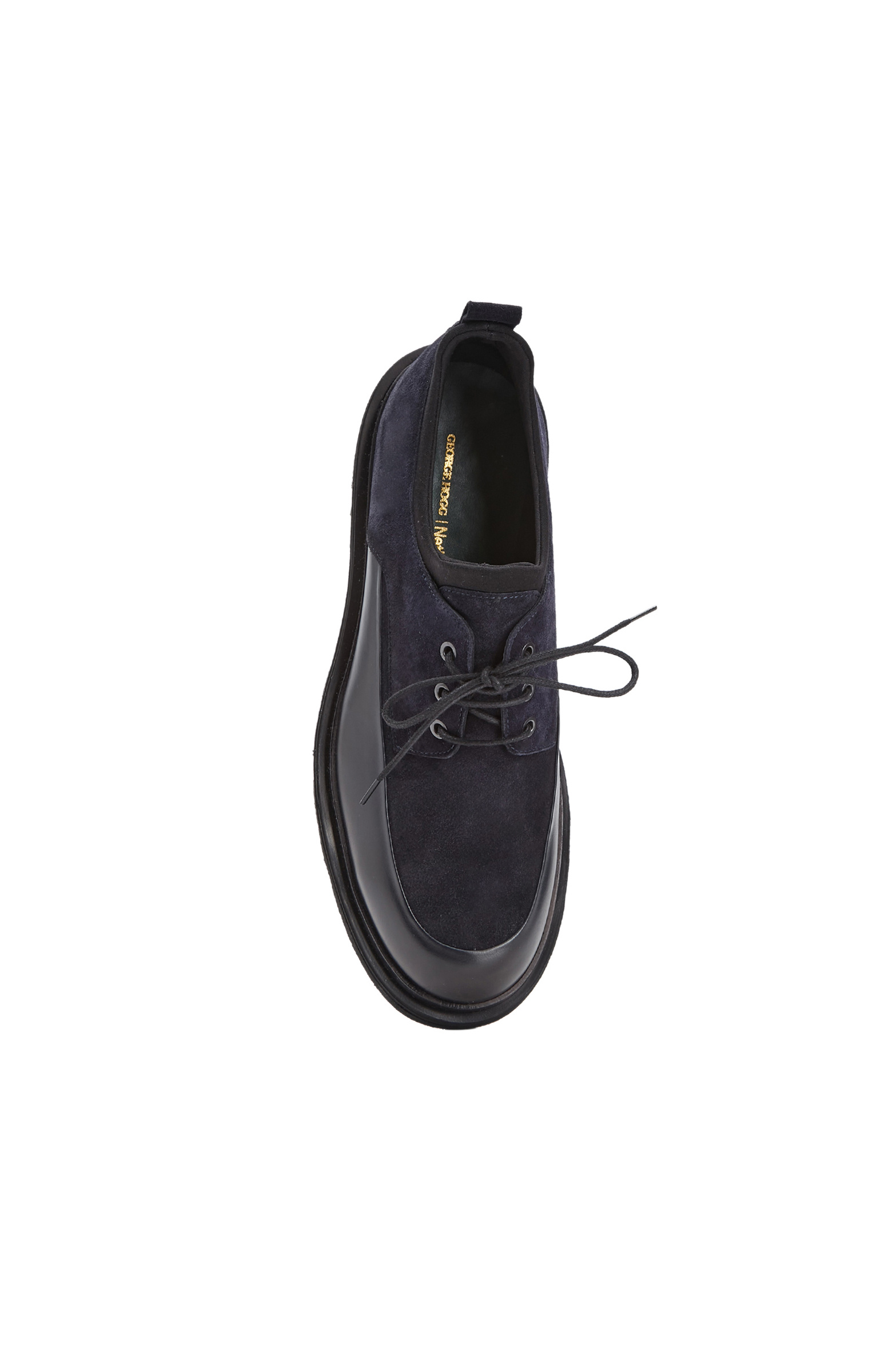 Navy Blue Suede Garnished Men's Leather Shoes