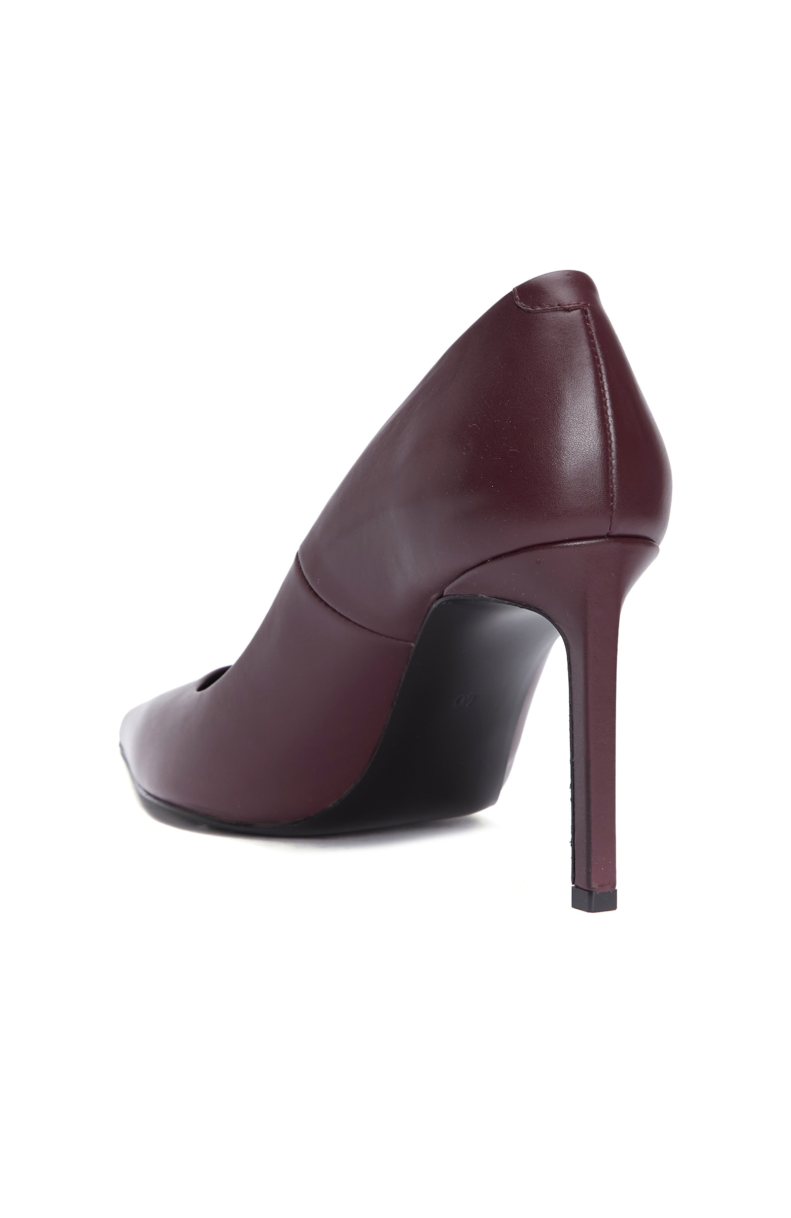 Bordo Yüksek Ökçeli Deri Stiletto