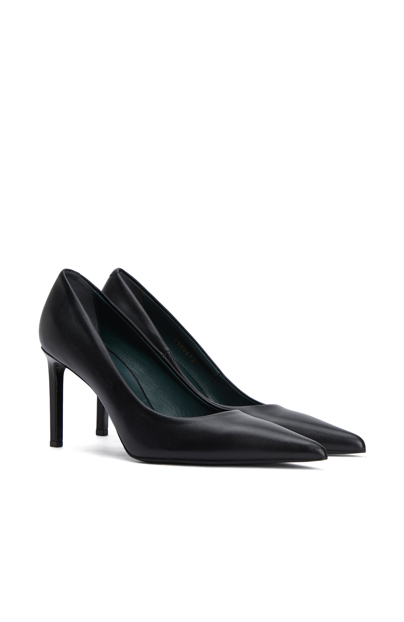 Siyah Kroko Detaylı Deri Stiletto