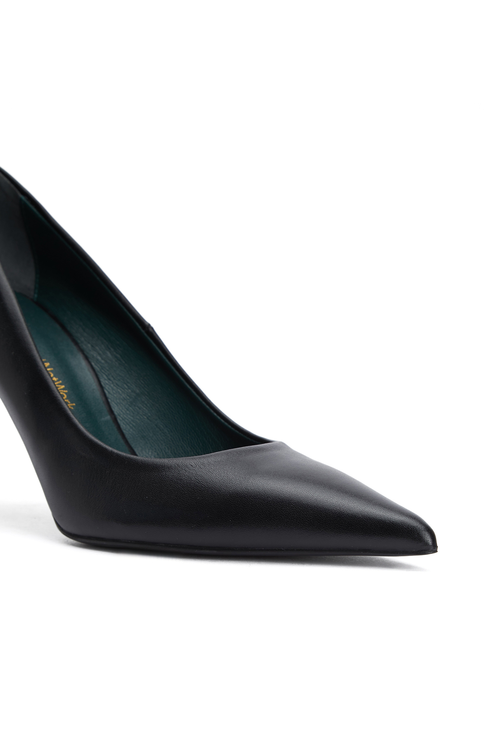 Siyah Kroko Detaylı Deri Stiletto