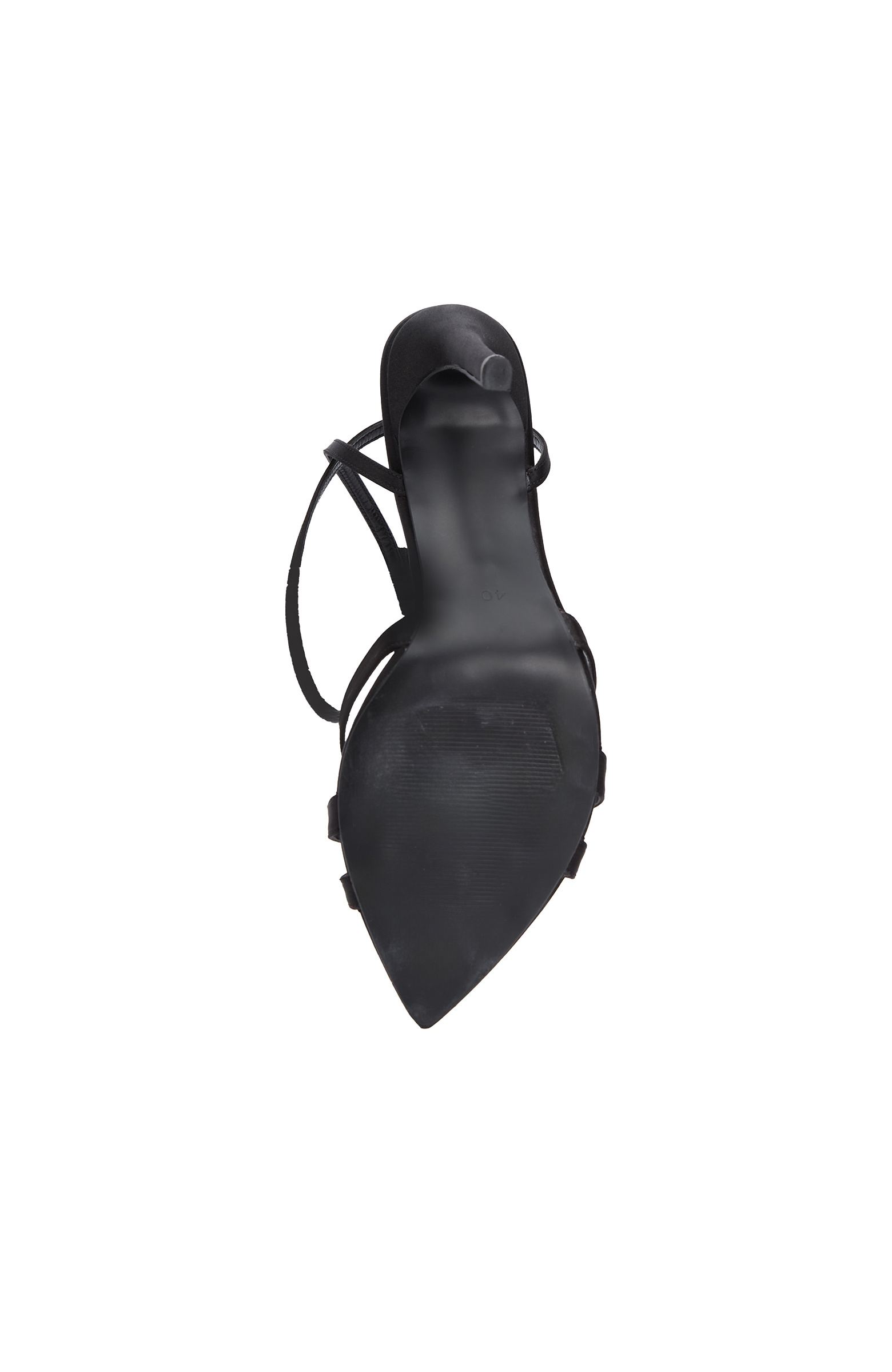 Siyah Taş Detaylı Saten Stiletto