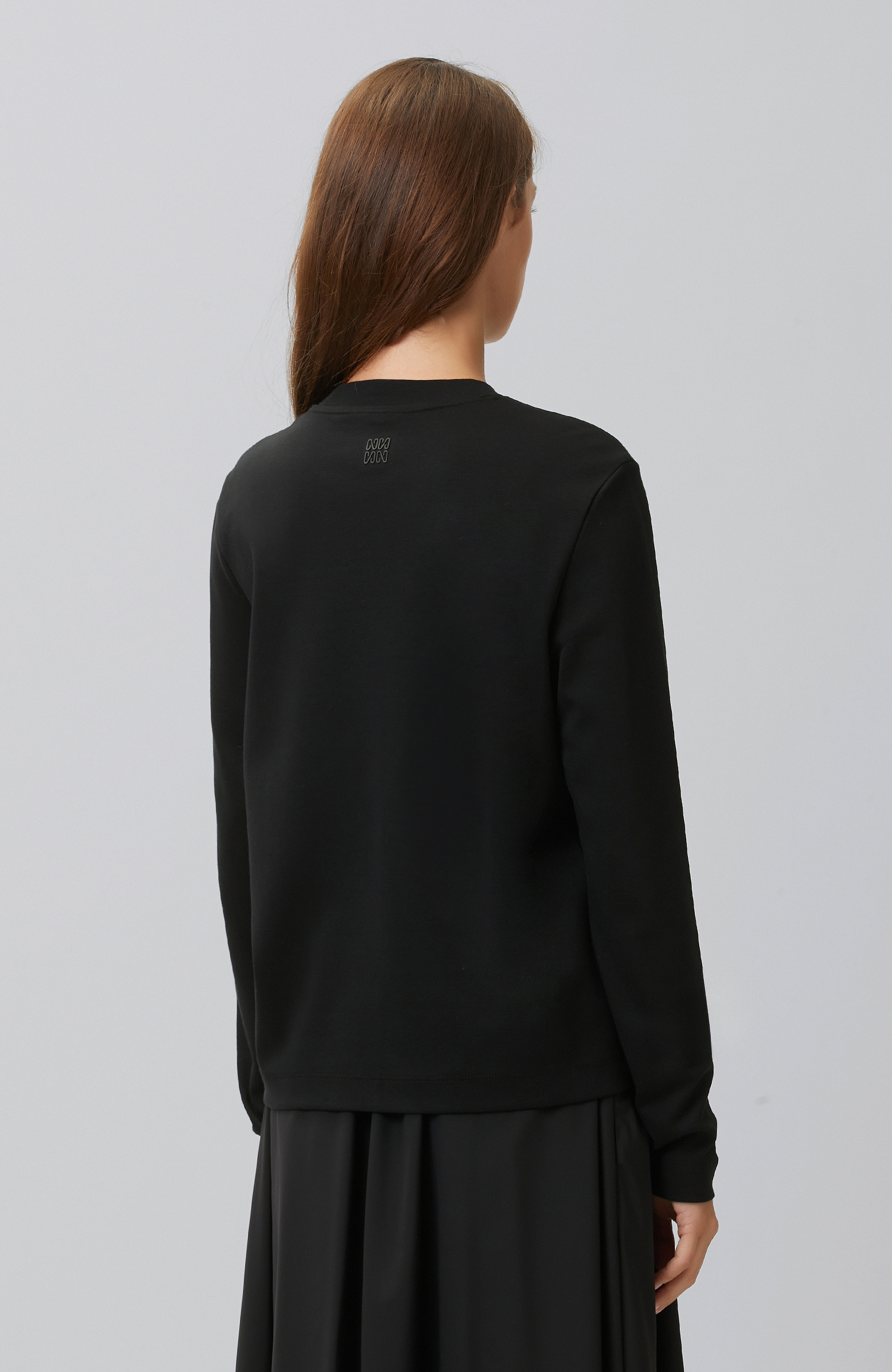 Siyah Bisiklet Yaka Basic Sweatshirt