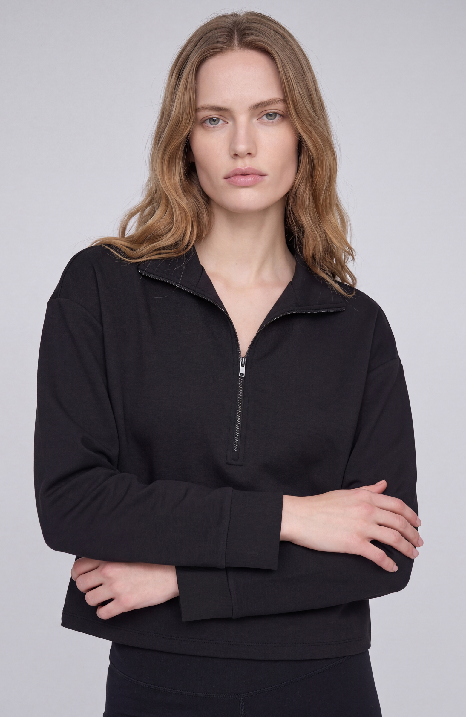Siyah Fermuar Detaylı Sweatshirt