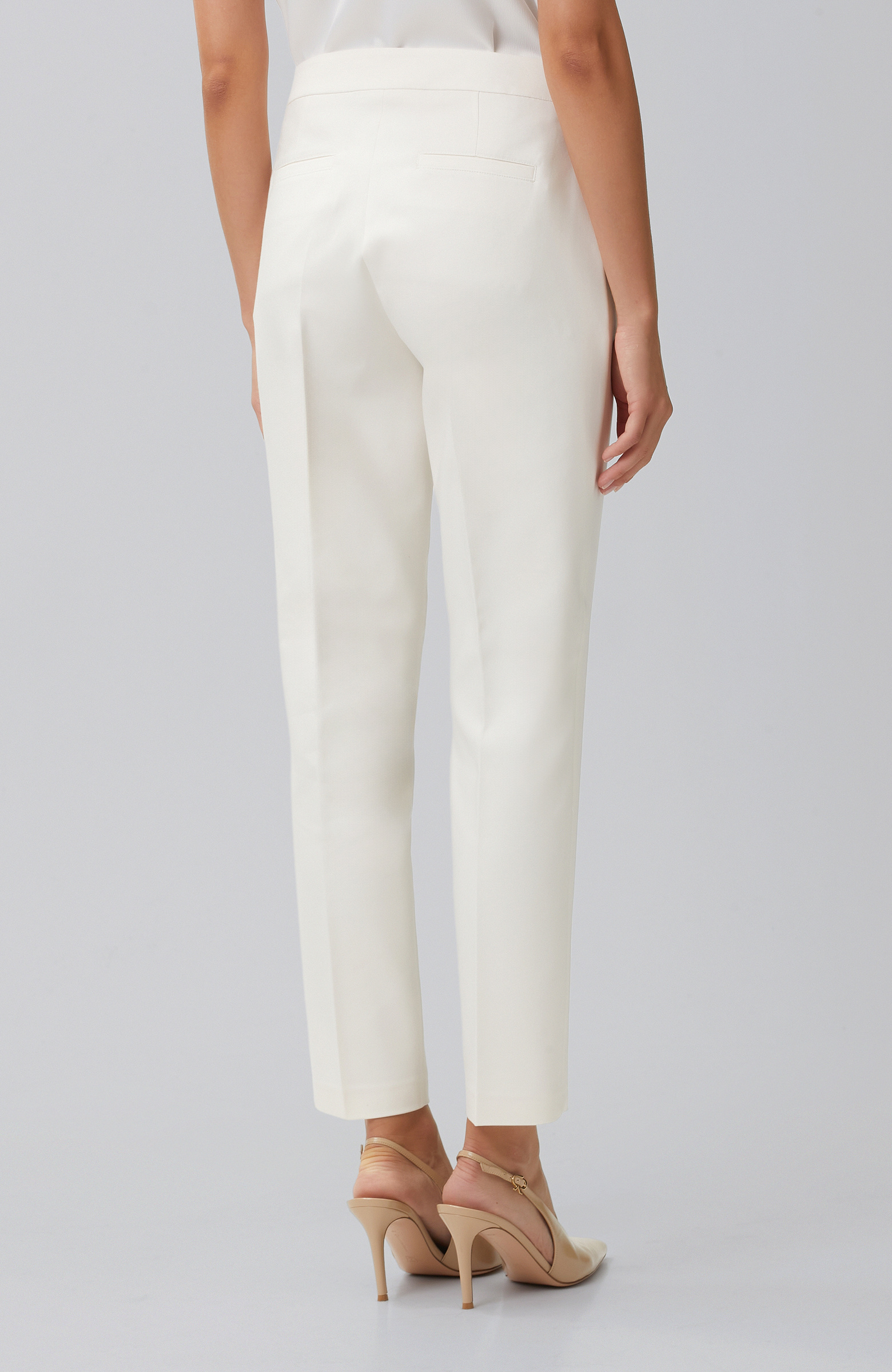 Kırık Beyaz Dar Paça Aksesuarlı Skinny Pantolon