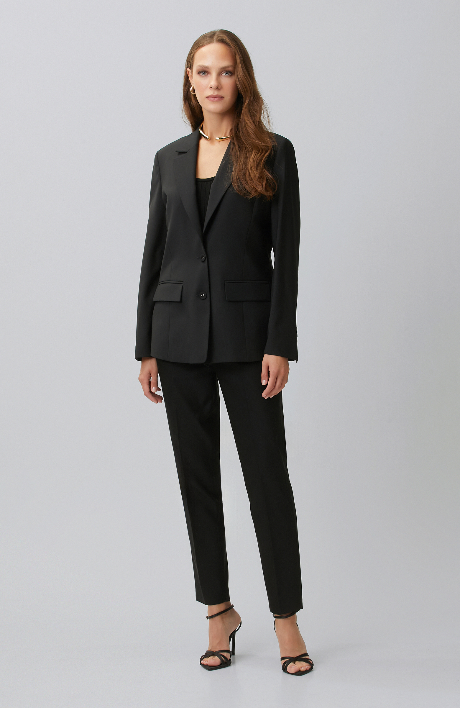 Siyah Dar Paça Aksesuarlı Skinny Pantolon