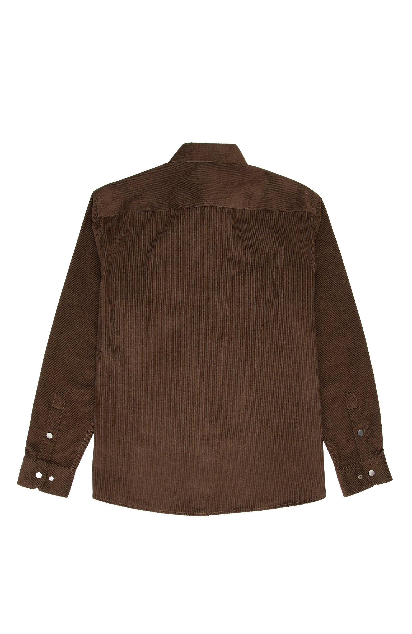 Slim Fit Haki Pamuklu Fitilli Kadife Gömlek