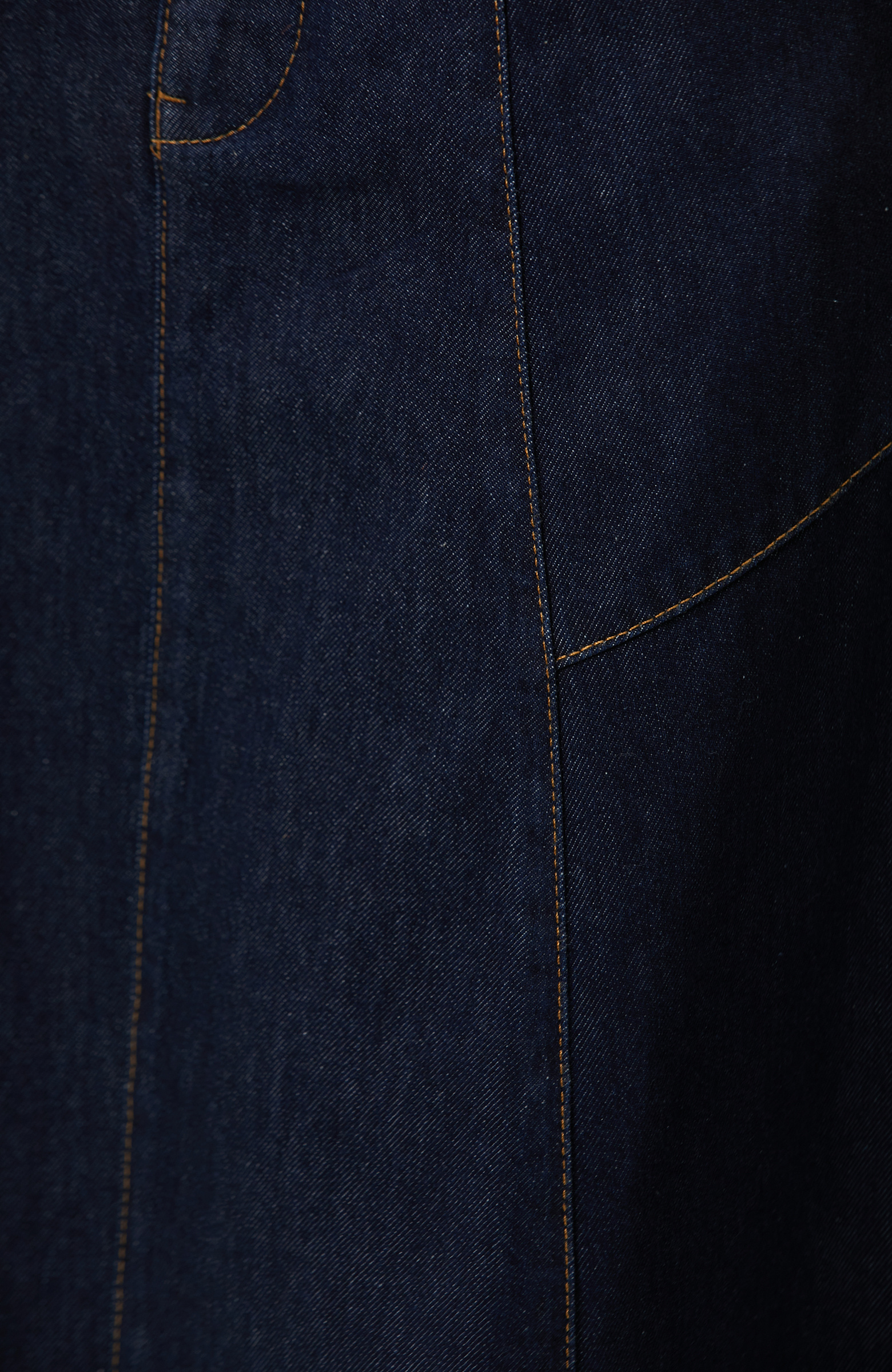Indigo Dikiş Detaylı Denim Etek