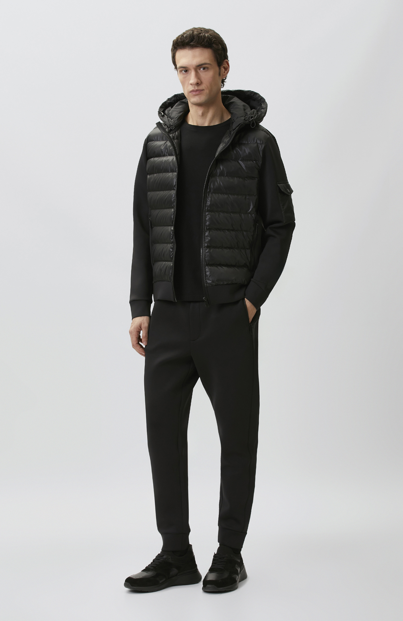 N-Tech Siyah Scuba Kumaş Puffer Mont